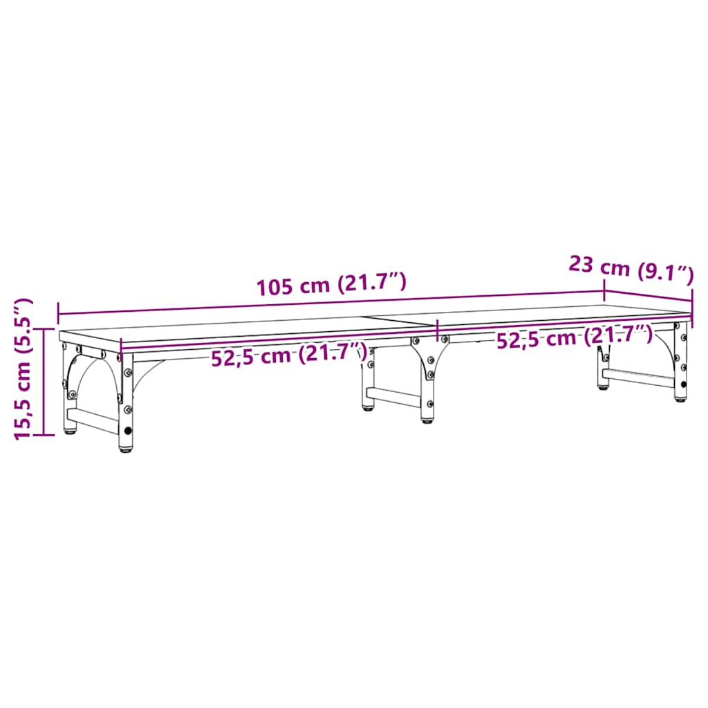 Monitor Stand Zwart Eiken 105 x 23 x 15,5 cm Bewerkt hout is nu te koop bij PeponiXL, paradijselijk wonen!