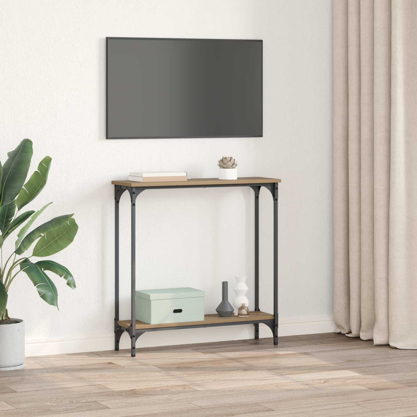 Wandtafel Artisan Eiken 75 x 22,5 x 75 cm Bewerkt hout is nu te koop bij PeponiXL, paradijselijk wonen!