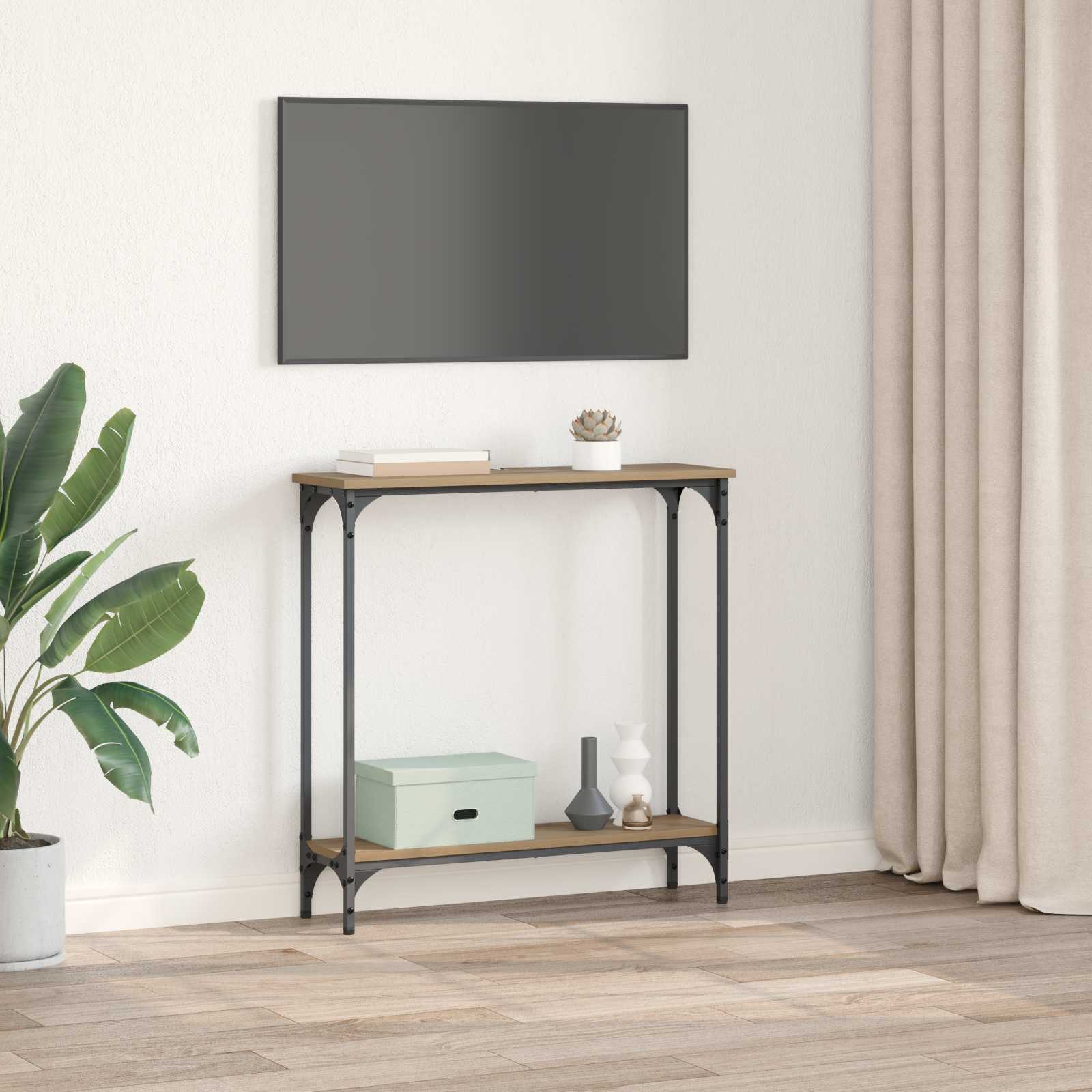 Wandtafel Artisan Eiken 75 x 22,5 x 75 cm Bewerkt hout is nu te koop bij PeponiXL, paradijselijk wonen!