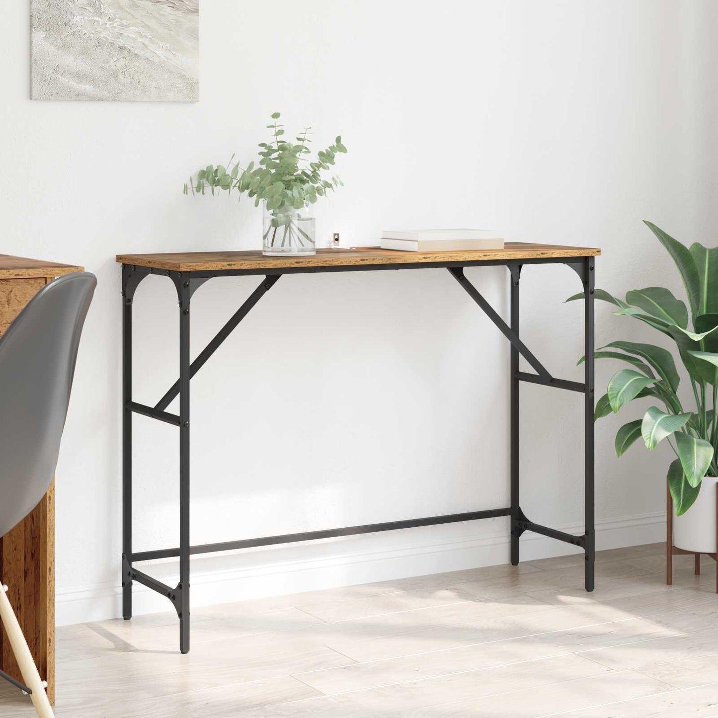Wandtafel Oudhout 100 x 32 x 75 cm Bewerkt hout is nu te koop bij PeponiXL, paradijselijk wonen!