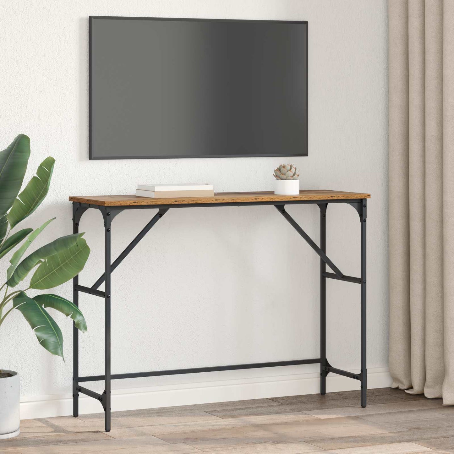 Wandtafel Oudhout 100 x 32 x 75 cm Bewerkt hout is nu te koop bij PeponiXL, paradijselijk wonen!