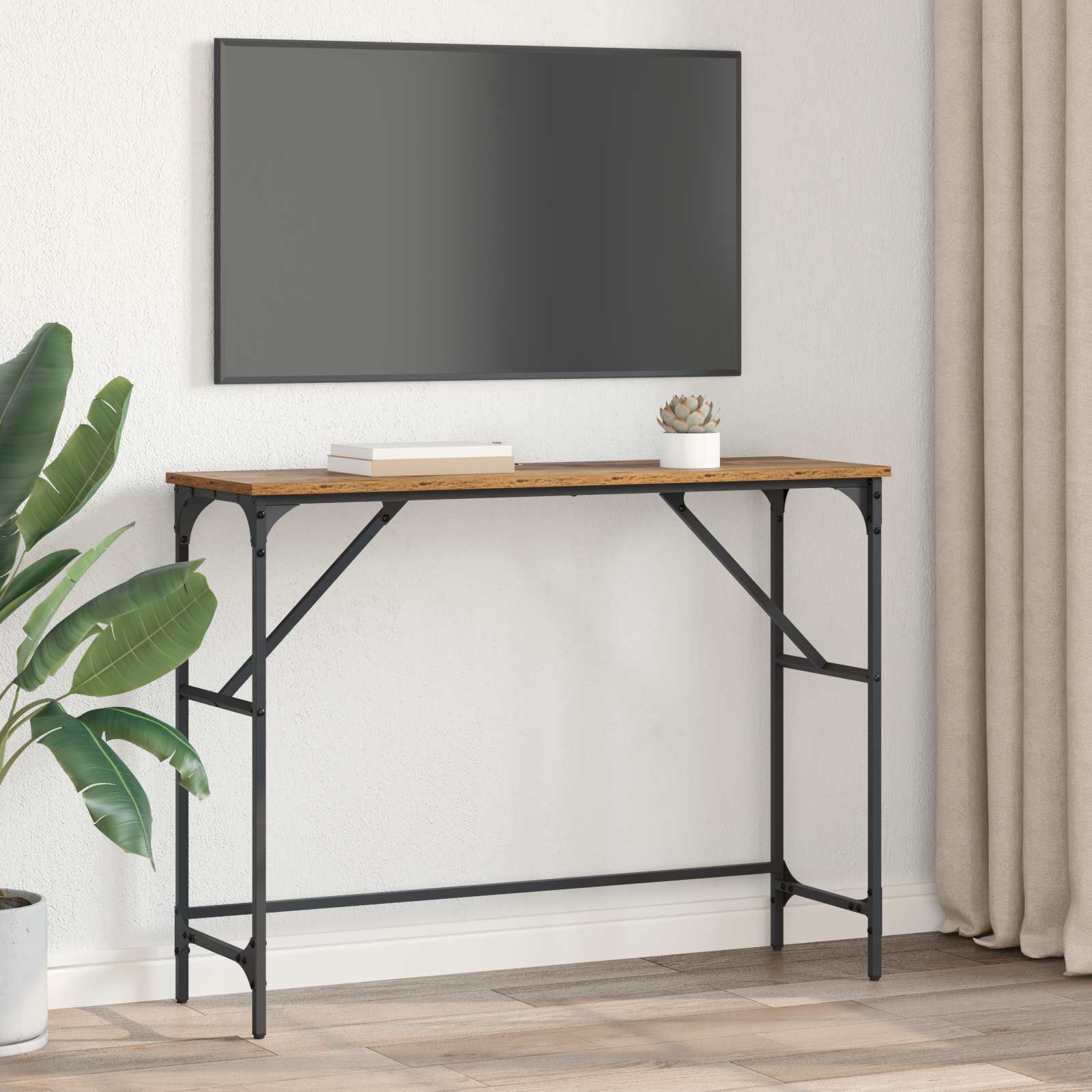 Wandtafel Oudhout 100 x 32 x 75 cm Bewerkt hout is nu te koop bij PeponiXL, paradijselijk wonen!