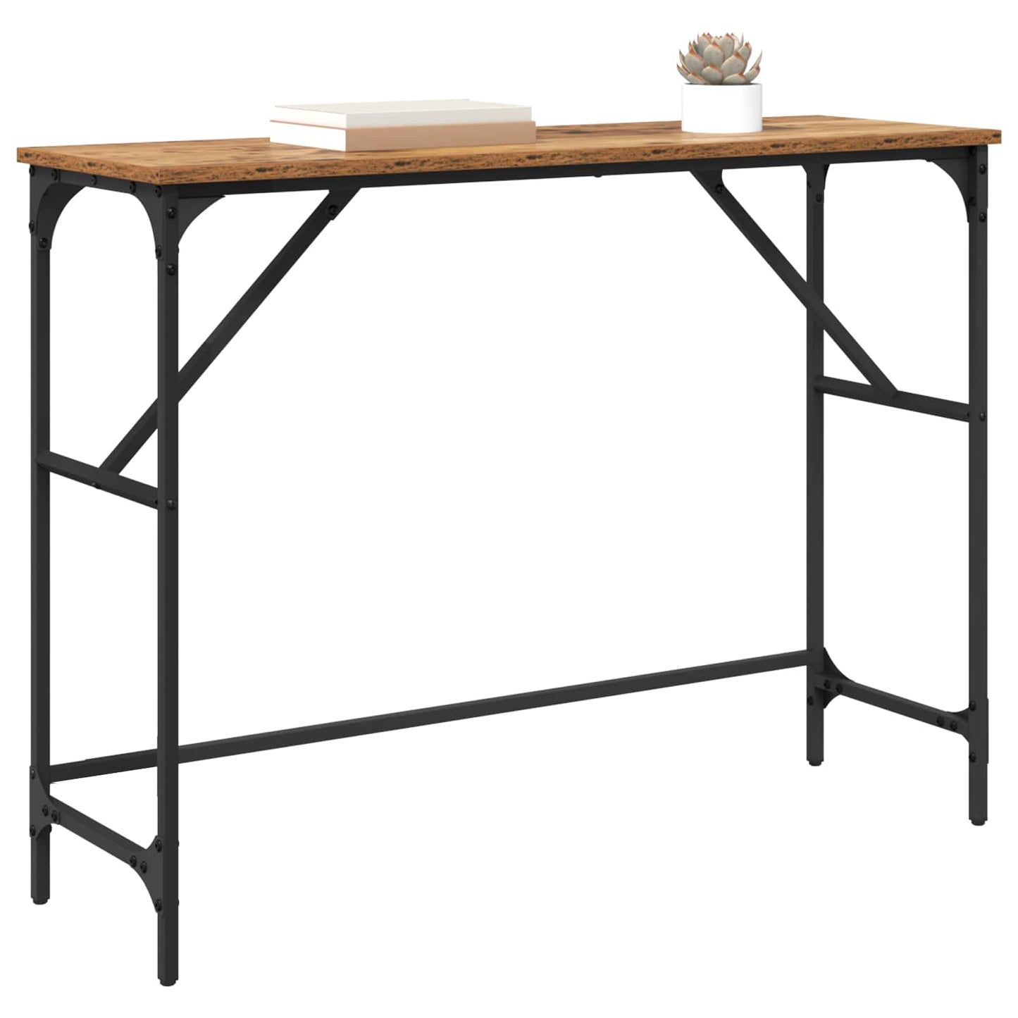Wandtafel Oudhout 100 x 32 x 75 cm Bewerkt hout is nu te koop bij PeponiXL, paradijselijk wonen!
