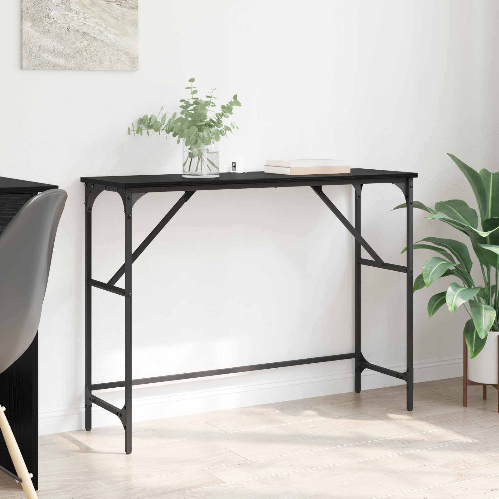 Wandtafel Zwart Eiken 100 x 32 x 75 cm Bewerkt hout is nu te koop bij PeponiXL, paradijselijk wonen!
