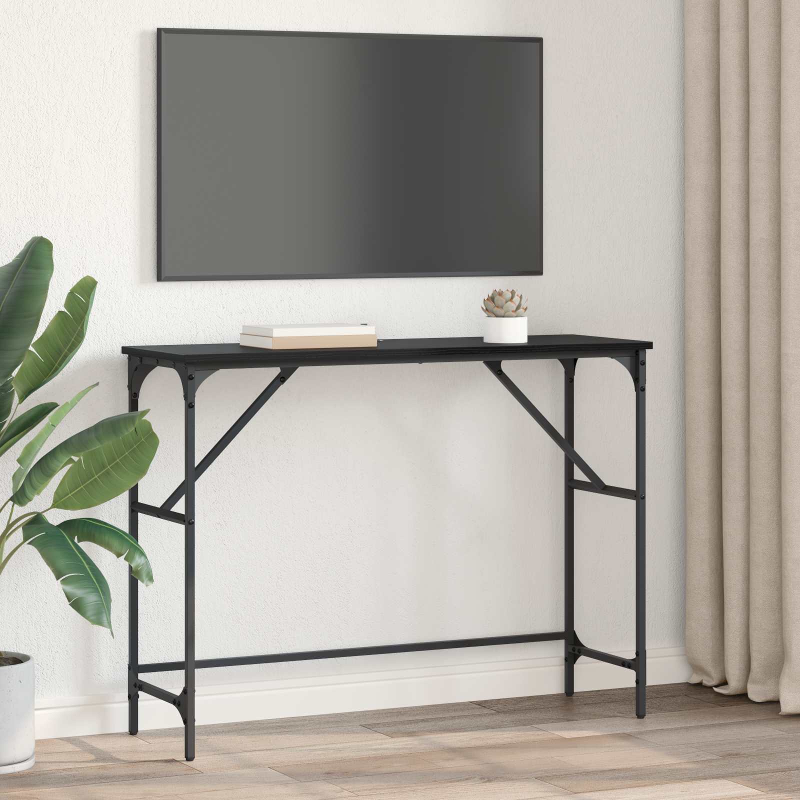 Wandtafel Zwart Eiken 100 x 32 x 75 cm Bewerkt hout is nu te koop bij PeponiXL, paradijselijk wonen!