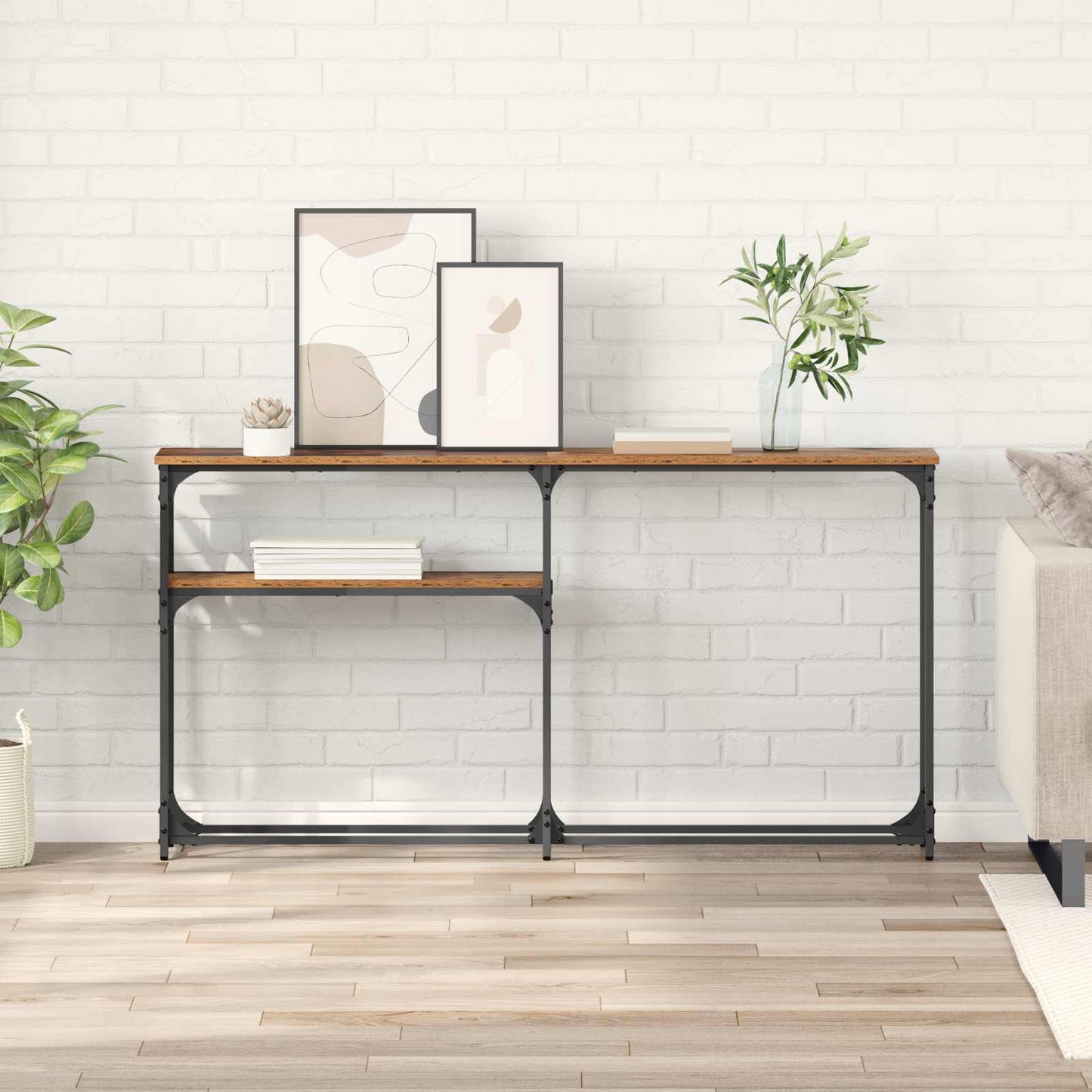 Consoletafel Oud hout 145x22.5x75cm Bewerkt hout is nu te koop bij PeponiXL, paradijselijk wonen!