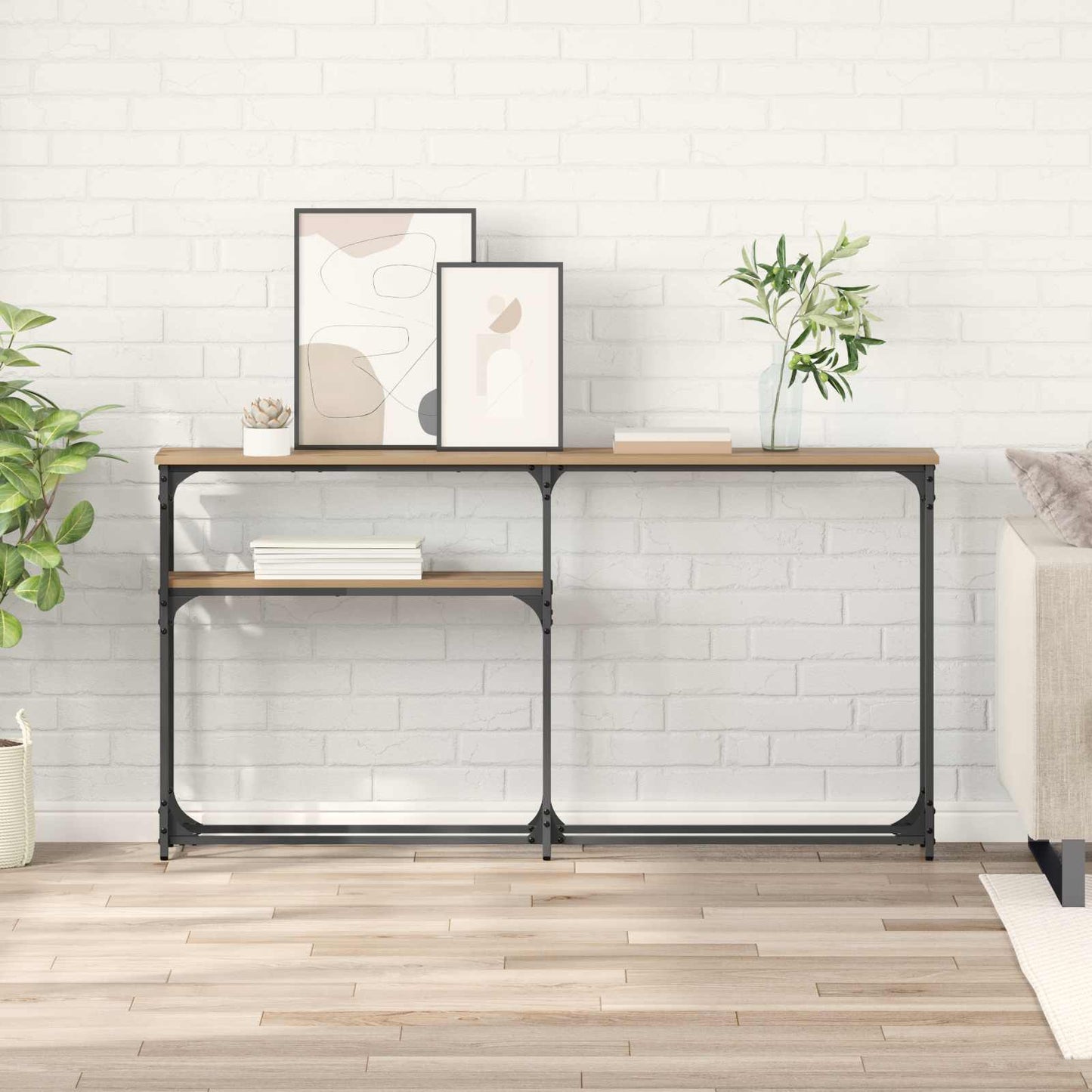 Consoletafel Artisan Eiken 145 x 22,5 x 75 cm Bewerkt hout is nu te koop bij PeponiXL, paradijselijk wonen!
