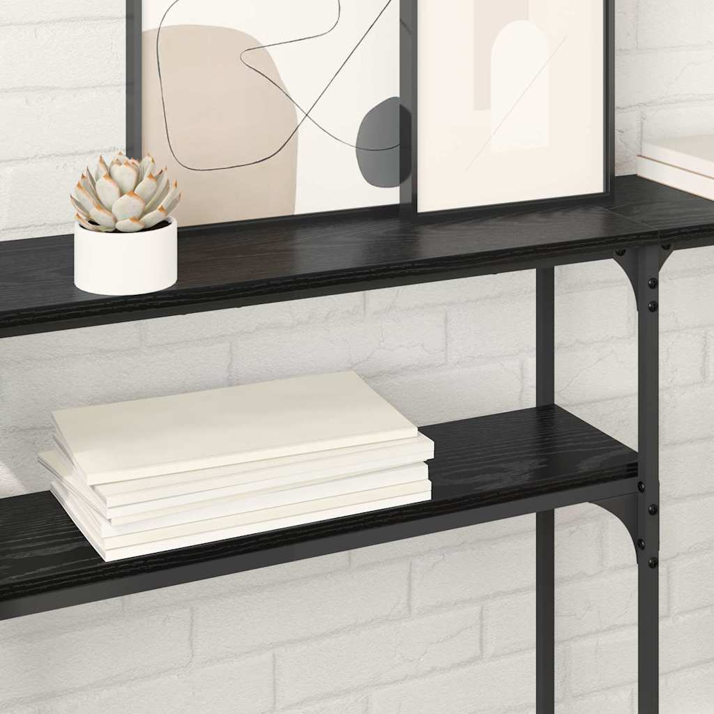 Consoletafel Zwart Eiken 146 x 22,5 x 75 cm Bewerkt hout is nu te koop bij PeponiXL, paradijselijk wonen!