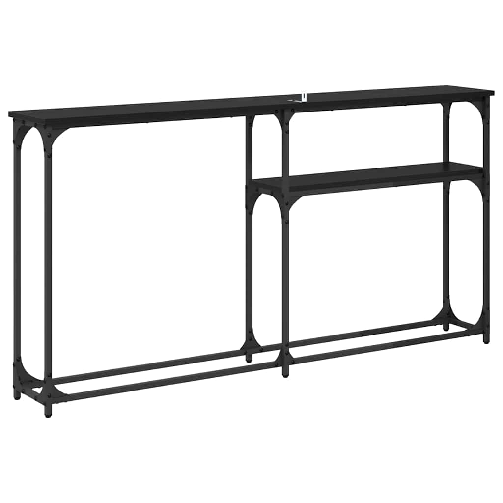 Consoletafel Zwart Eiken 146 x 22,5 x 75 cm Bewerkt hout is nu te koop bij PeponiXL, paradijselijk wonen!