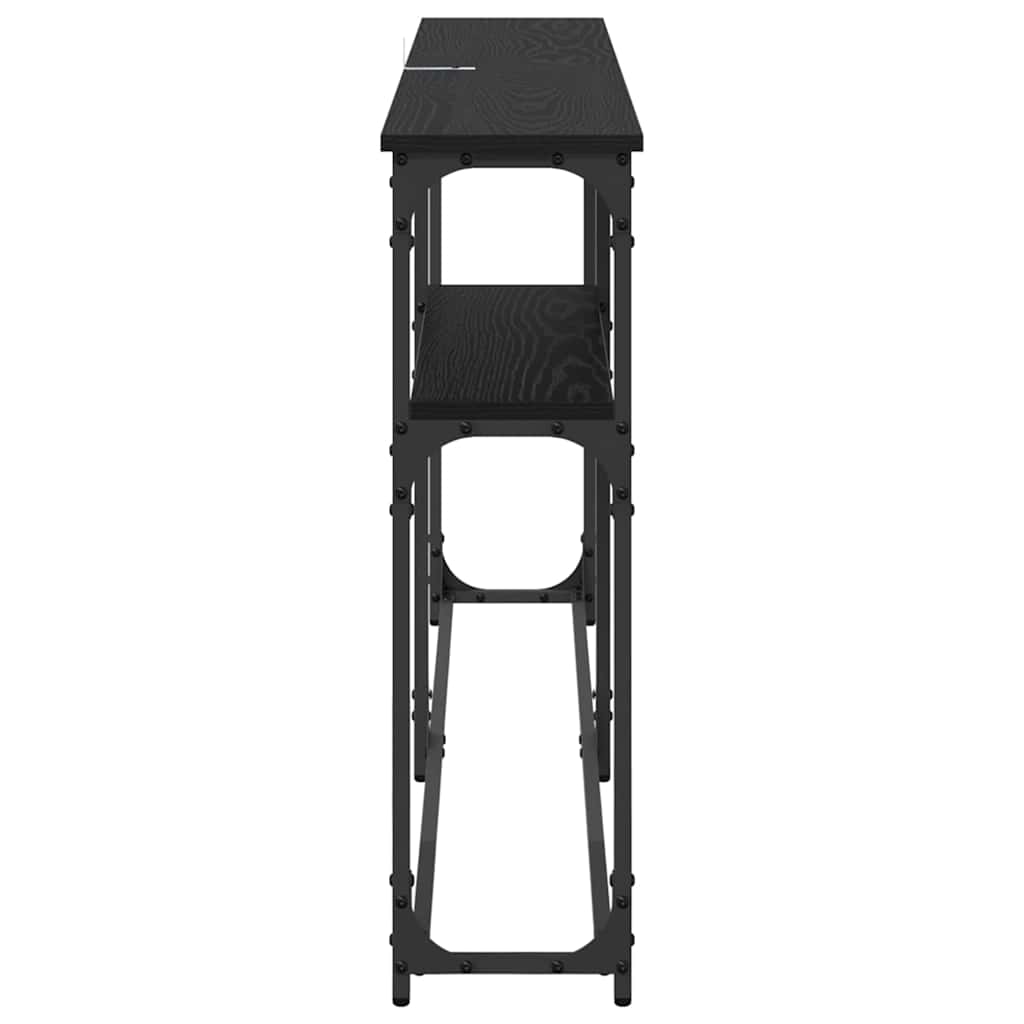 Consoletafel Zwart Eiken 146 x 22,5 x 75 cm Bewerkt hout is nu te koop bij PeponiXL, paradijselijk wonen!