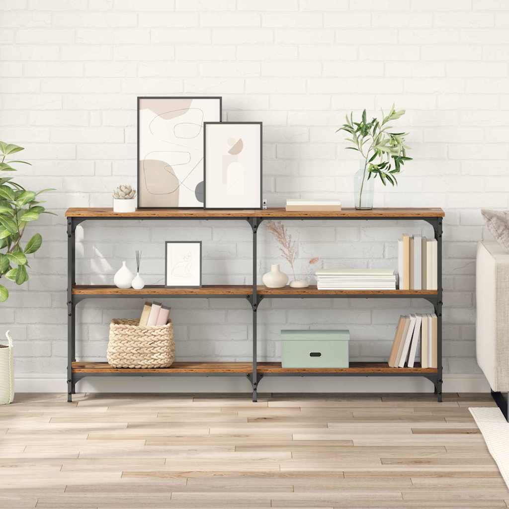 Wandtafel Oud Hout 150 x 29 x 75 cm Geperst Hout en Metaal is nu te koop bij PeponiXL, paradijselijk wonen!