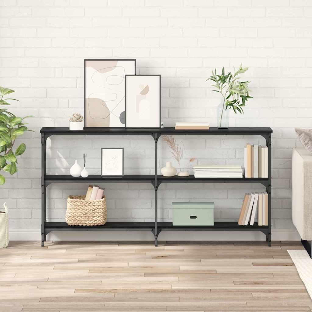 Wandtafel Zwart Eiken 150 x 29 x 75 cm Geperst Hout en Metaal is nu te koop bij PeponiXL, paradijselijk wonen!