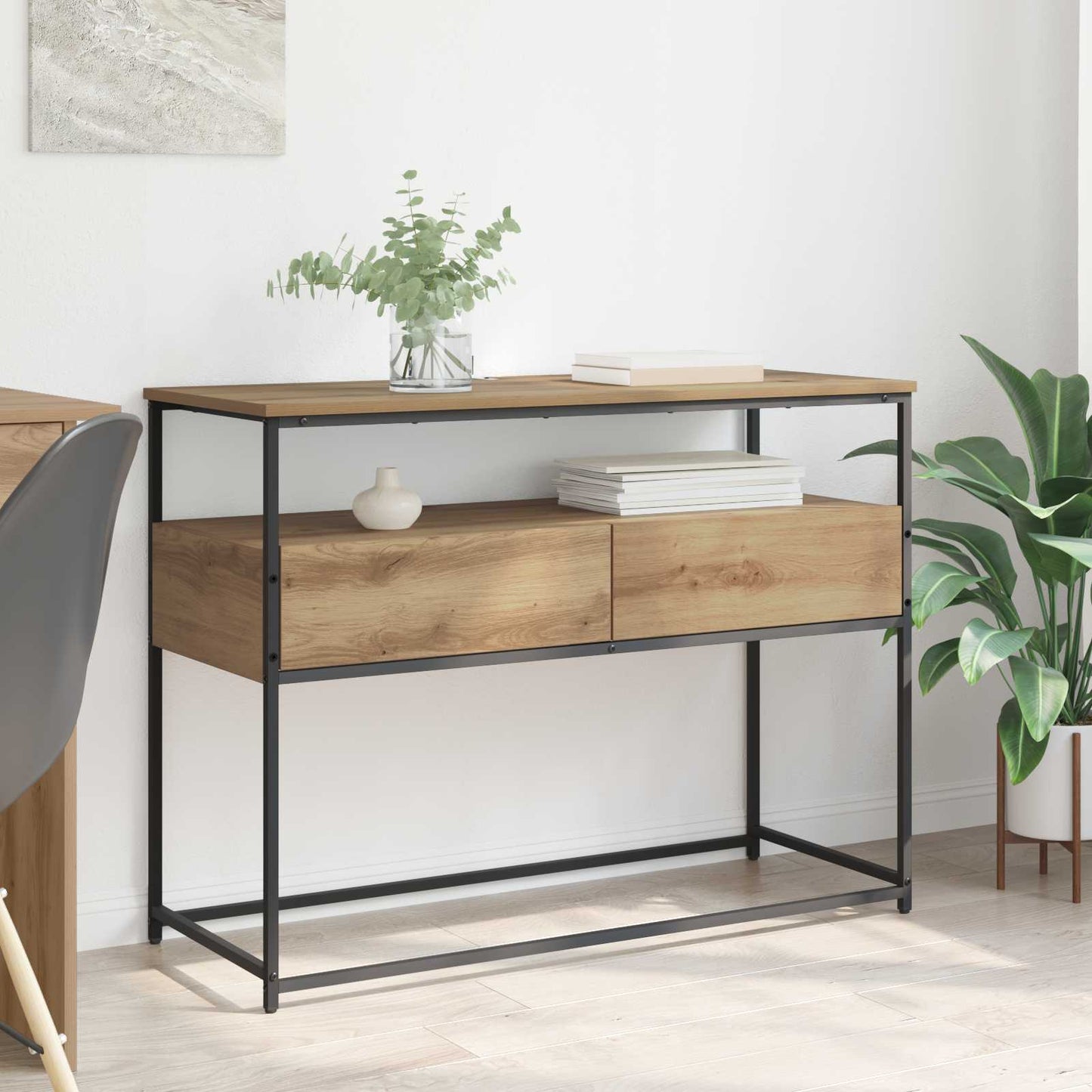 Wandtafel Artisan Eiken 100 x 40 x 75 cm Bewerkt hout is nu te koop bij PeponiXL, paradijselijk wonen!