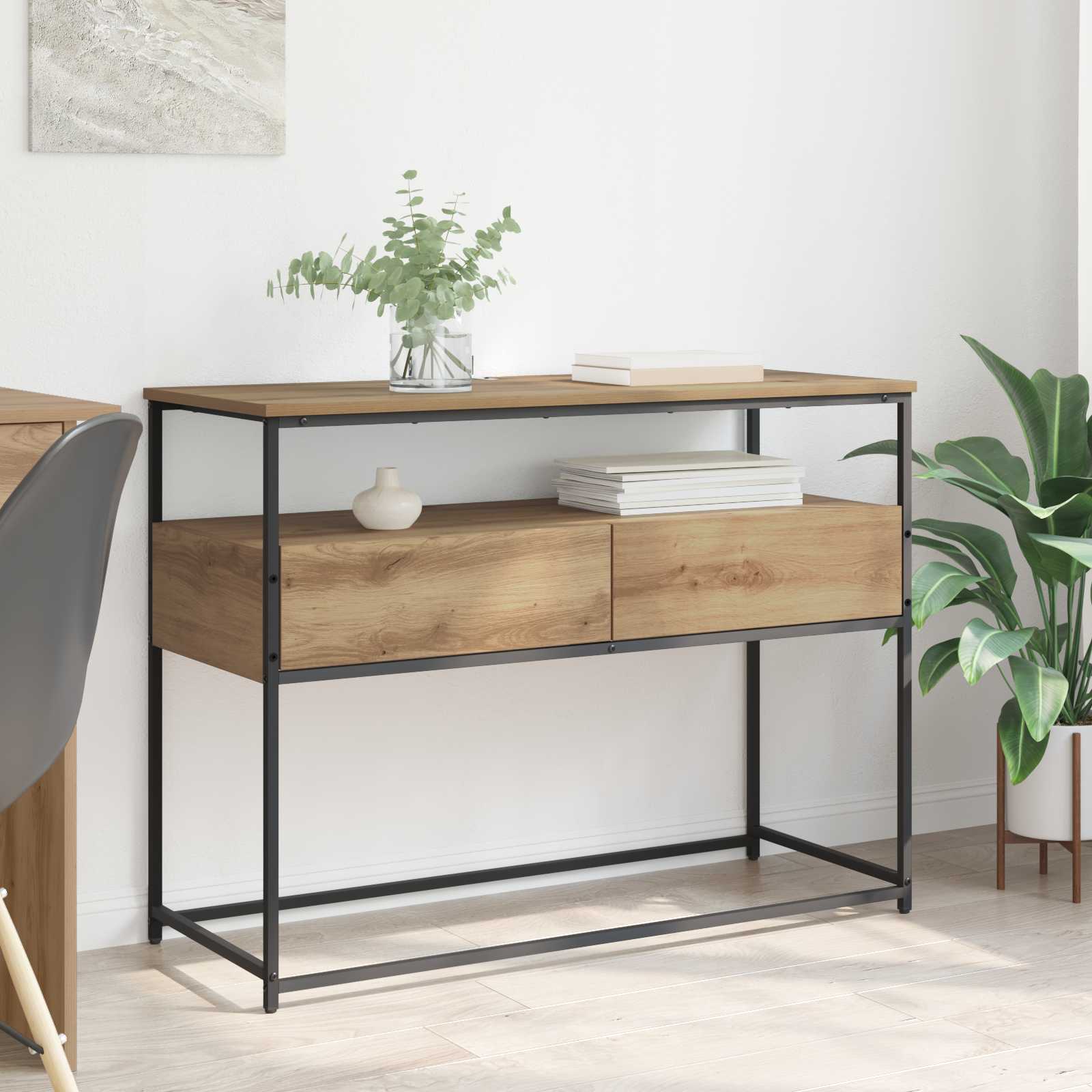 Wandtafel Artisan Eiken 100 x 40 x 75 cm Bewerkt hout is nu te koop bij PeponiXL, paradijselijk wonen!