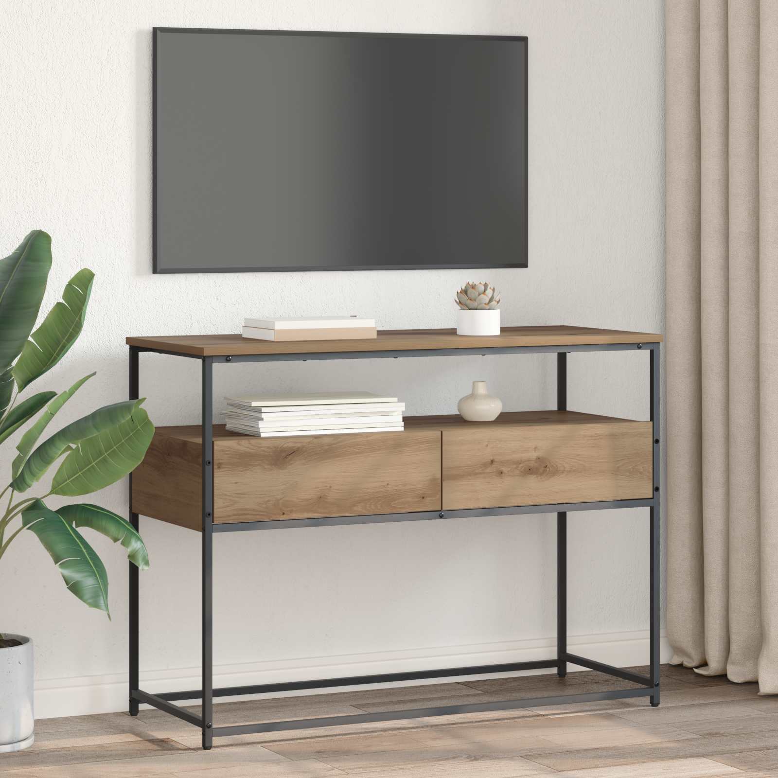 Wandtafel Artisan Eiken 100 x 40 x 75 cm Bewerkt hout is nu te koop bij PeponiXL, paradijselijk wonen!