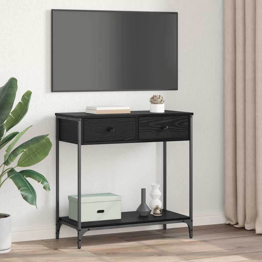 Wandtafel met lade Zwart Eiken 75 x 34,5 x 75 cm Bewerkt hout is nu te koop bij PeponiXL, paradijselijk wonen!