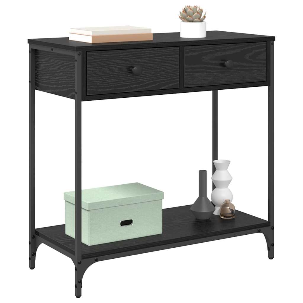 Wandtafel met lade Zwart Eiken 75 x 34,5 x 75 cm Bewerkt hout is nu te koop bij PeponiXL, paradijselijk wonen!