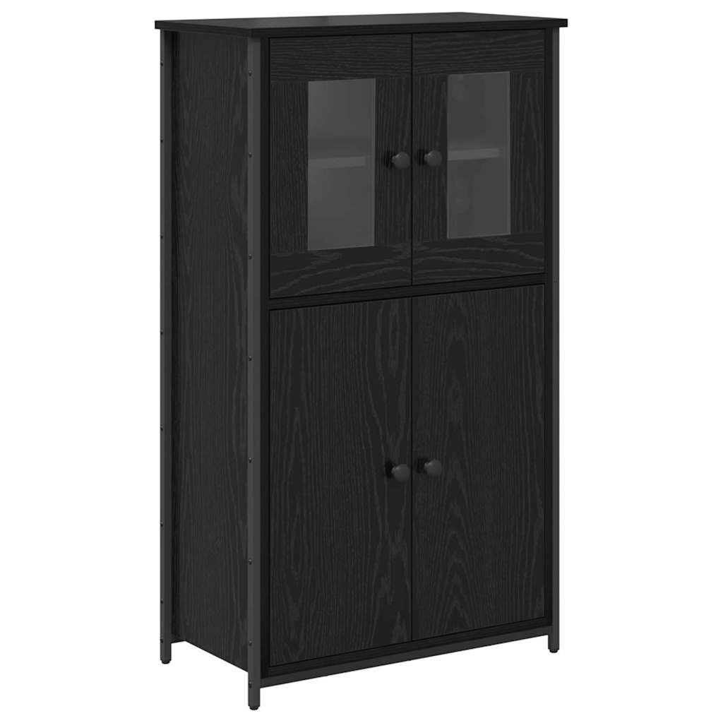 Highboard Zwart Eiken 62 x 32 x 106,5 cm Bewerkt hout is nu te koop bij PeponiXL, paradijselijk wonen!