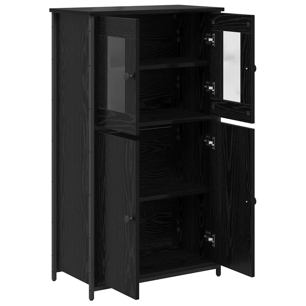 Highboard Zwart Eiken 62 x 32 x 106,5 cm Bewerkt hout is nu te koop bij PeponiXL, paradijselijk wonen!