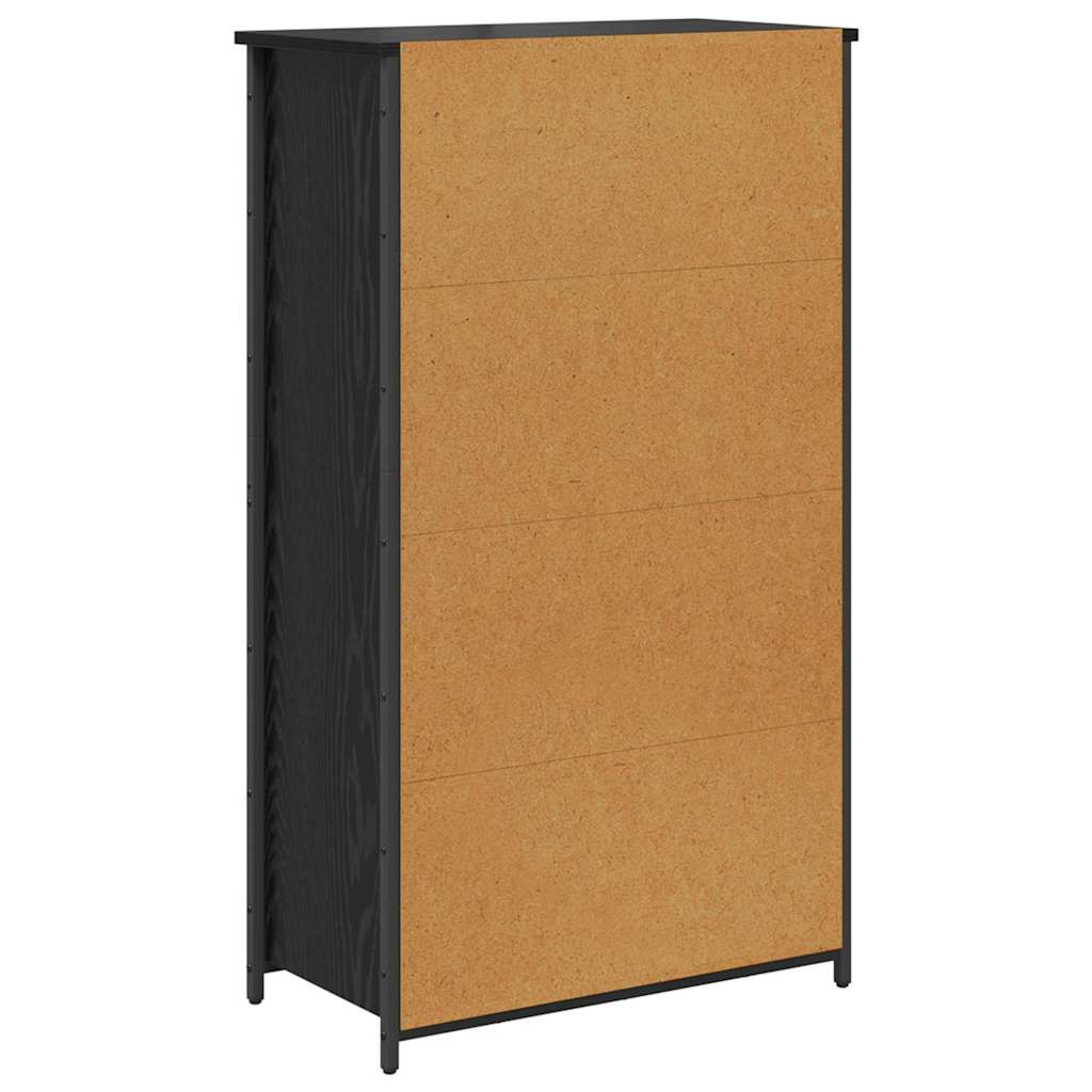 Highboard Zwart Eiken 62 x 32 x 106,5 cm Bewerkt hout is nu te koop bij PeponiXL, paradijselijk wonen!