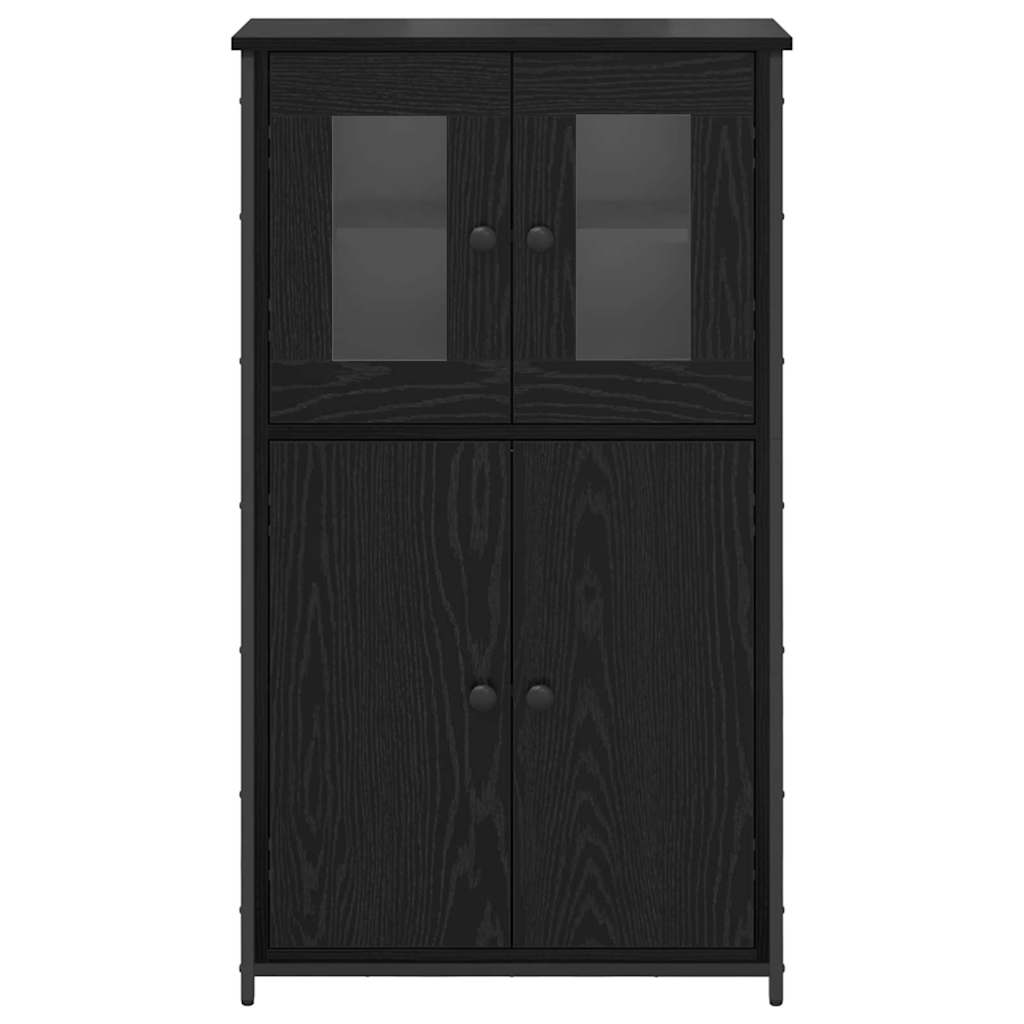 Highboard Zwart Eiken 62 x 32 x 106,5 cm Bewerkt hout is nu te koop bij PeponiXL, paradijselijk wonen!