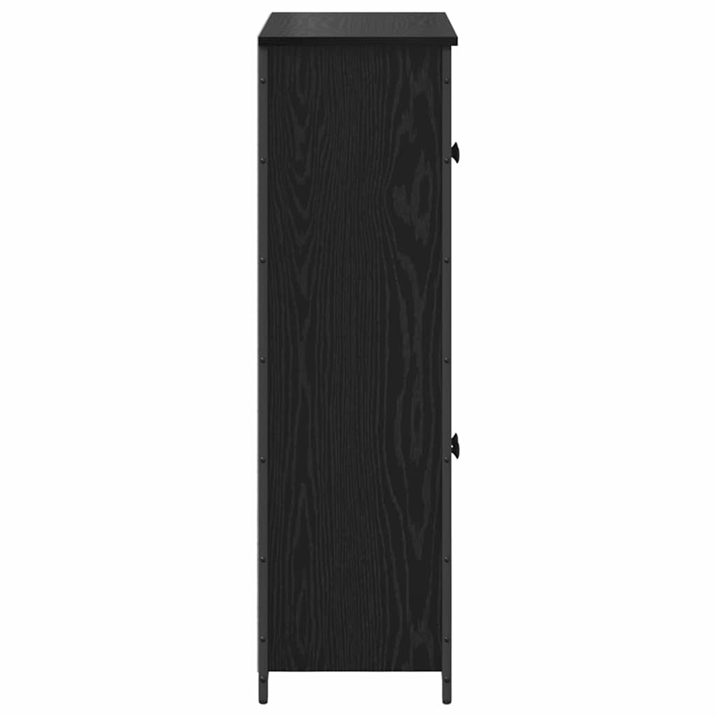 Highboard Zwart Eiken 62 x 32 x 106,5 cm Bewerkt hout is nu te koop bij PeponiXL, paradijselijk wonen!