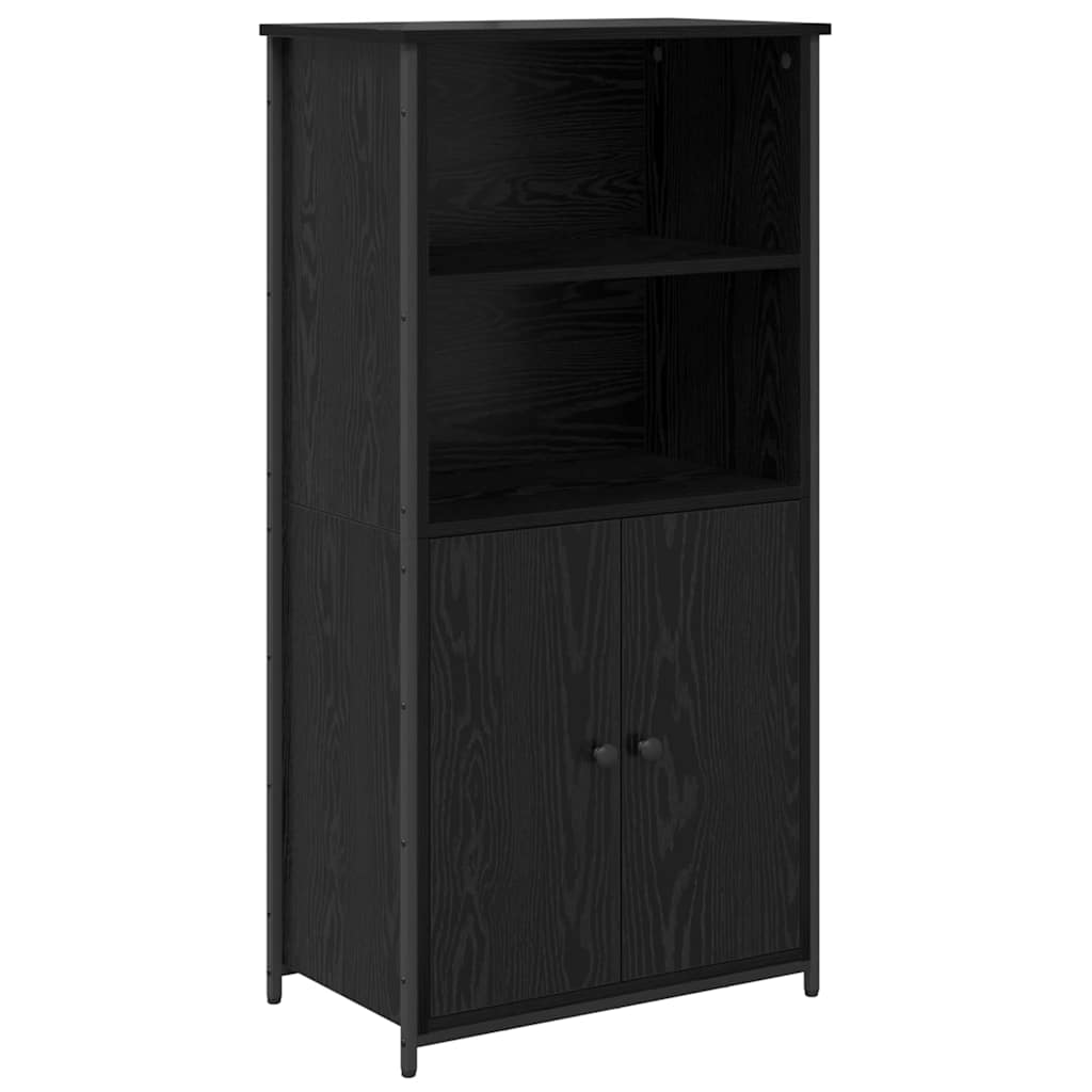 Highboard Zwart Eiken 62 x 36 x 121,5 cm Bewerkt hout is nu te koop bij PeponiXL, paradijselijk wonen!