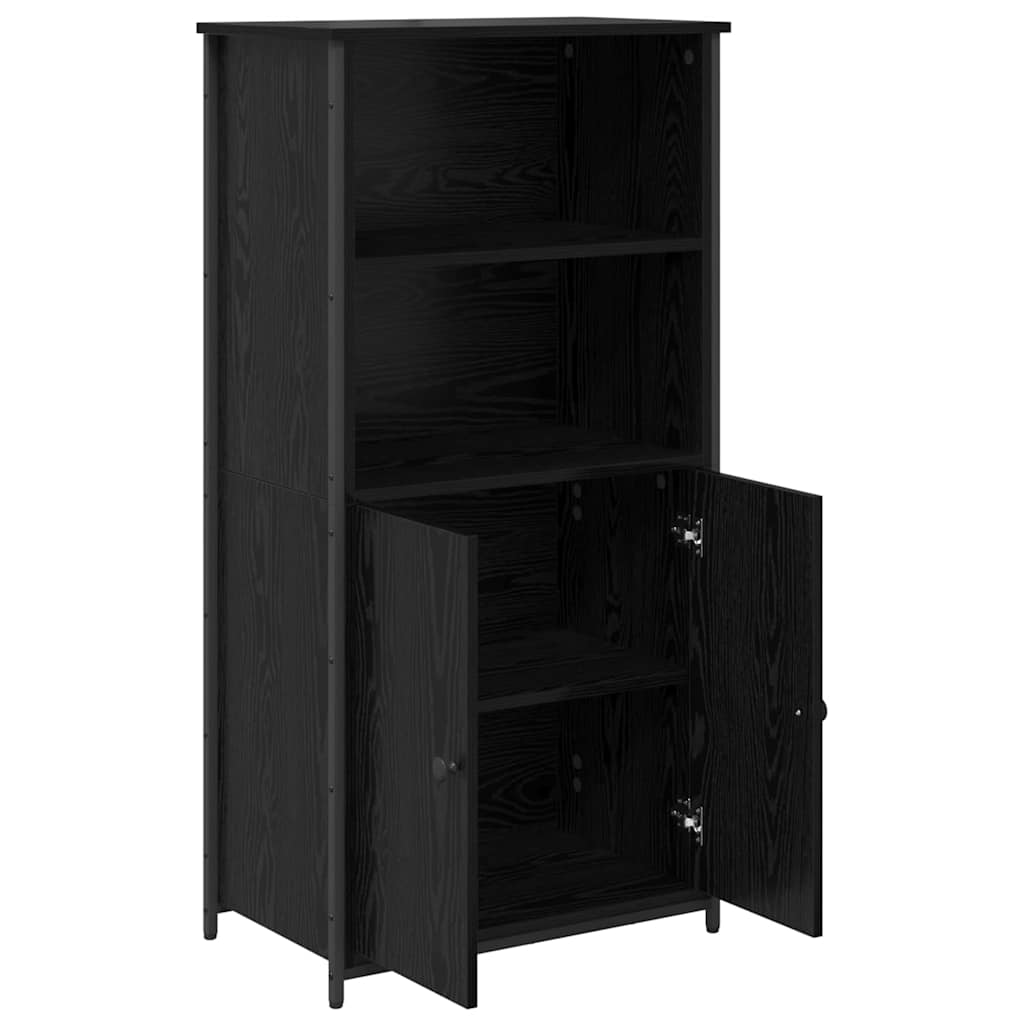 Highboard Zwart Eiken 62 x 36 x 121,5 cm Bewerkt hout is nu te koop bij PeponiXL, paradijselijk wonen!