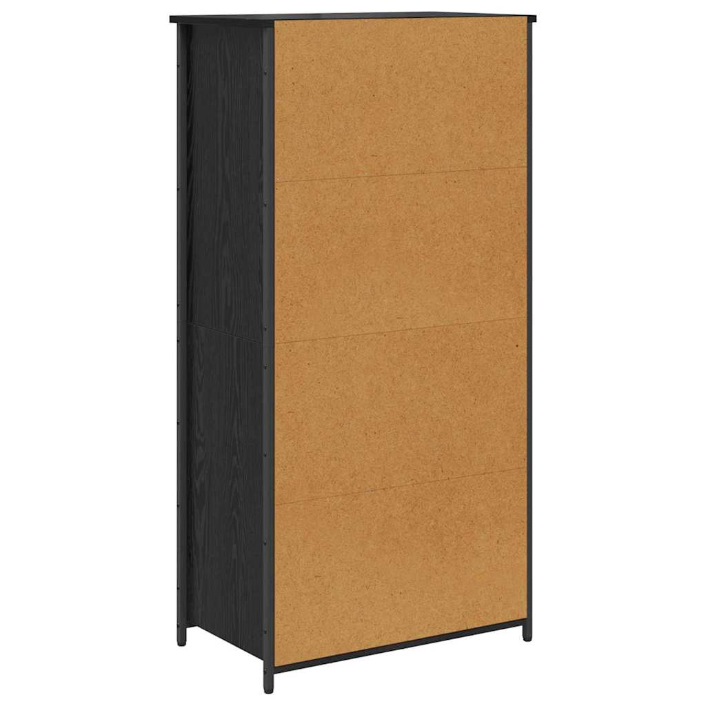 Highboard Zwart Eiken 62 x 36 x 121,5 cm Bewerkt hout is nu te koop bij PeponiXL, paradijselijk wonen!