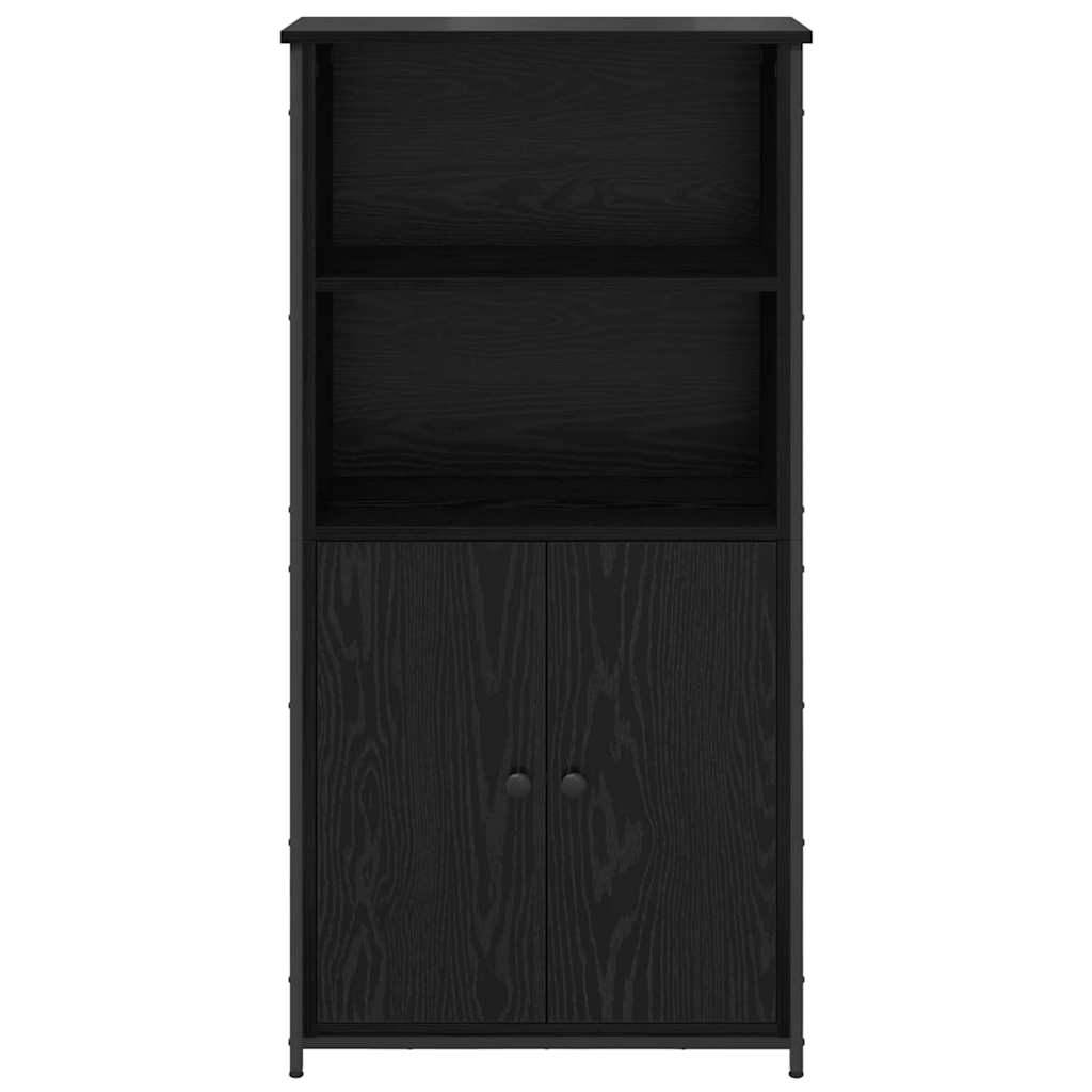 Highboard Zwart Eiken 62 x 36 x 121,5 cm Bewerkt hout is nu te koop bij PeponiXL, paradijselijk wonen!