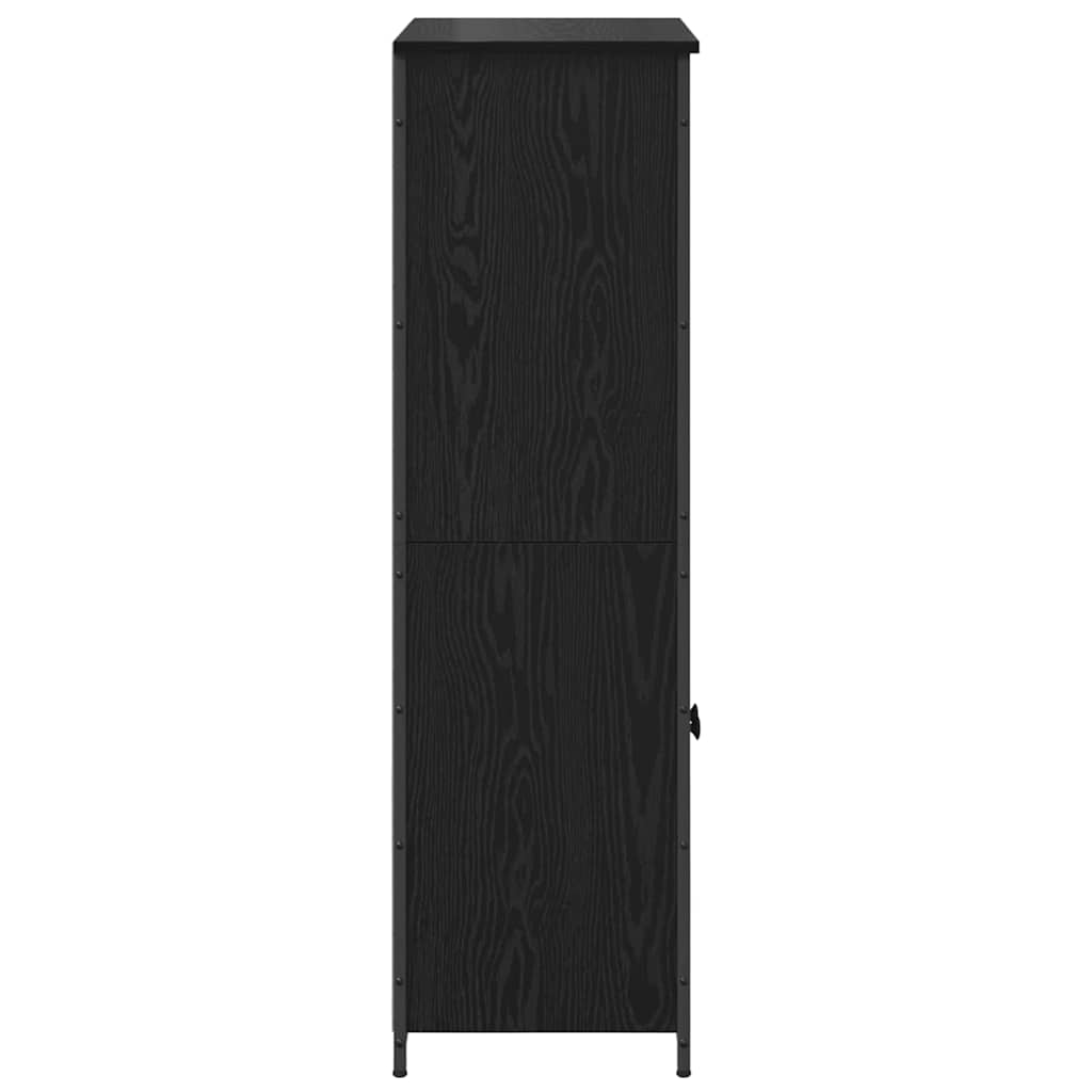Highboard Zwart Eiken 62 x 36 x 121,5 cm Bewerkt hout is nu te koop bij PeponiXL, paradijselijk wonen!