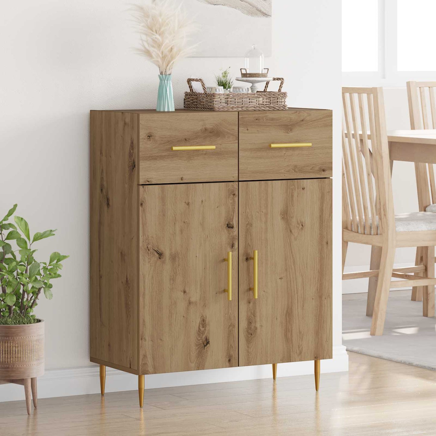 Dressoir met lade Artisan Eiken 69,5 x 34 x 90 cm Bewerkt hout is nu te koop bij PeponiXL, paradijselijk wonen!