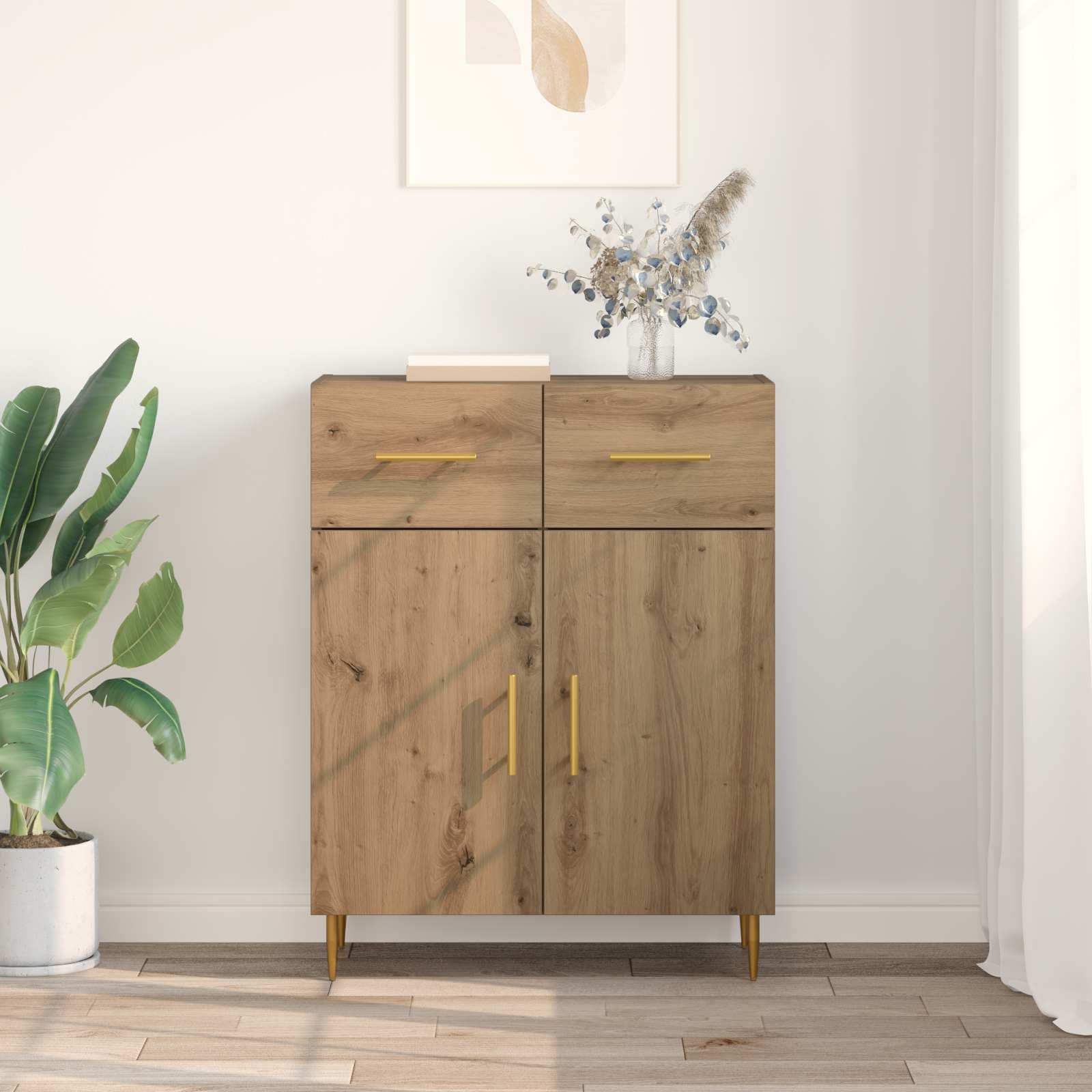 Dressoir met lade Artisan Eiken 69,5 x 34 x 90 cm Bewerkt hout is nu te koop bij PeponiXL, paradijselijk wonen!