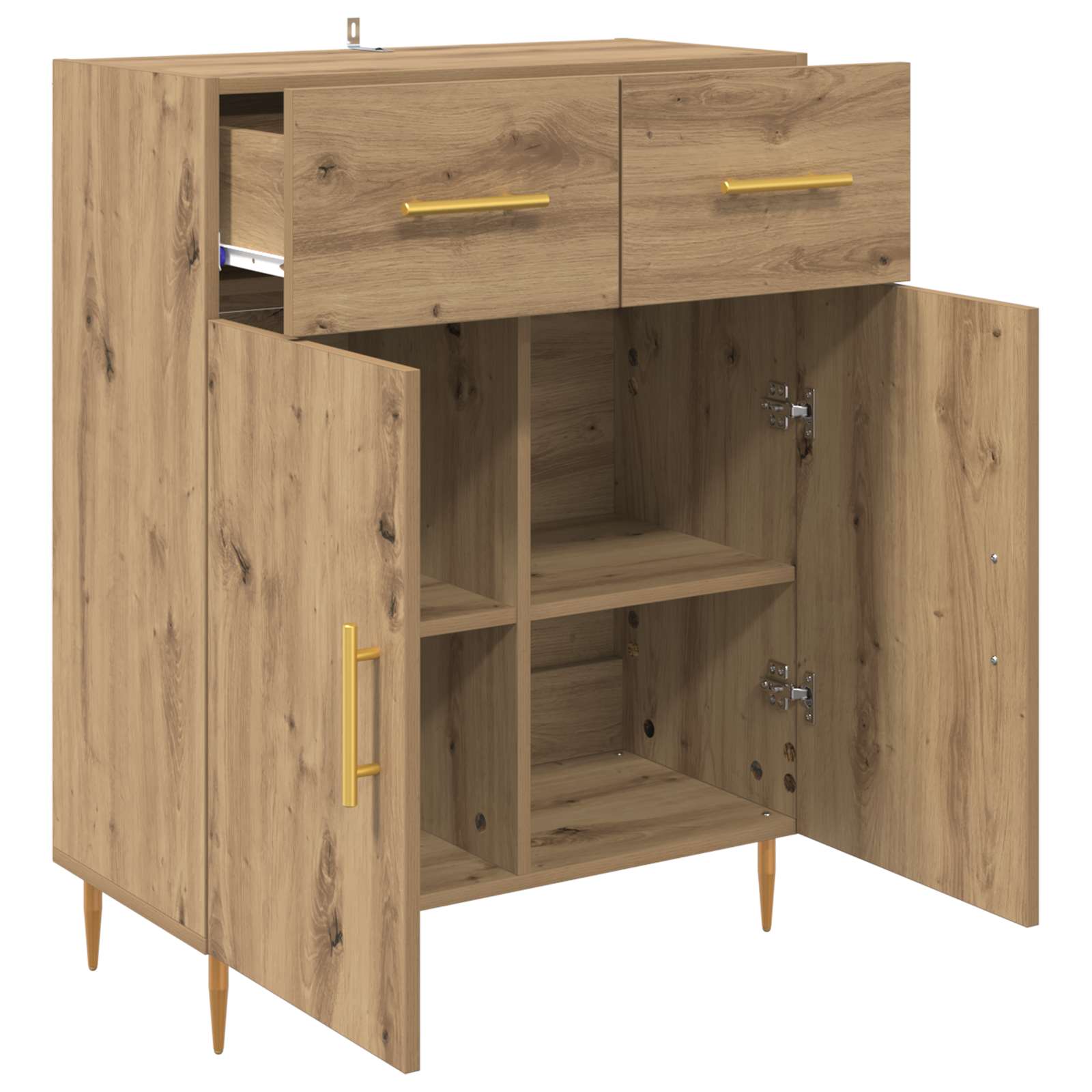 Dressoir met lade Artisan Eiken 69,5 x 34 x 90 cm Bewerkt hout is nu te koop bij PeponiXL, paradijselijk wonen!