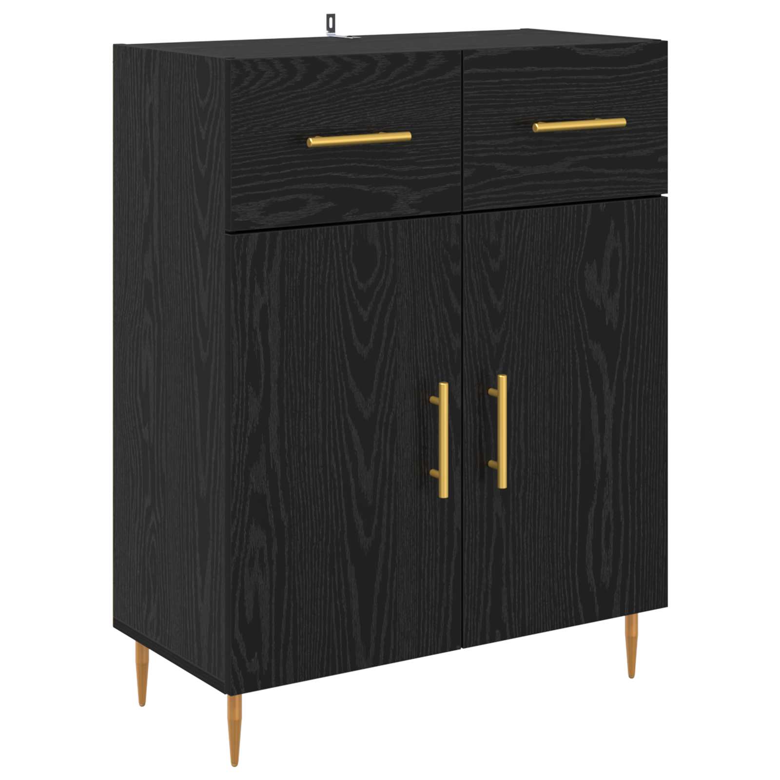 Dressoir met lade Zwart Eiken 69,5 x 34 x 90 cm Bewerkt hout is nu te koop bij PeponiXL, paradijselijk wonen!