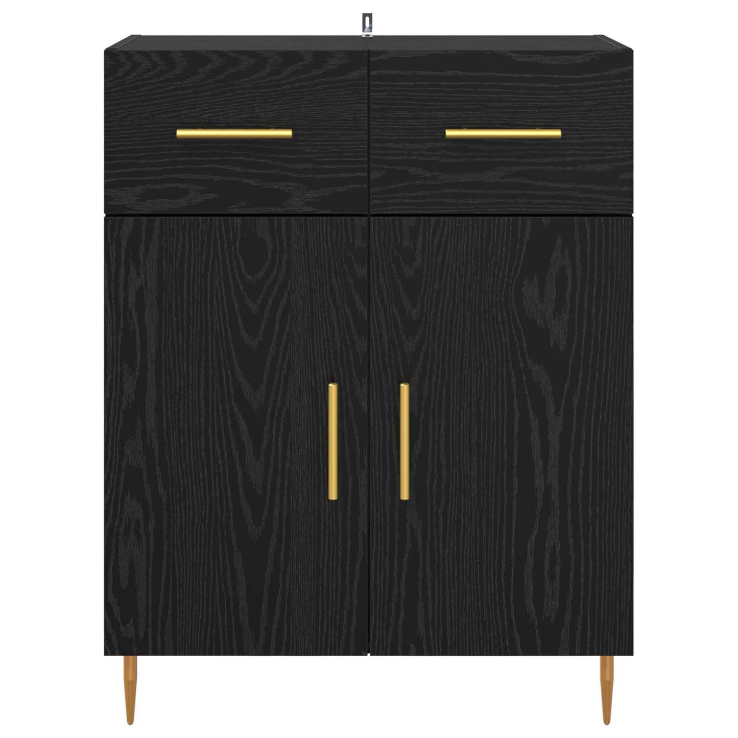 Dressoir met lade Zwart Eiken 69,5 x 34 x 90 cm Bewerkt hout is nu te koop bij PeponiXL, paradijselijk wonen!