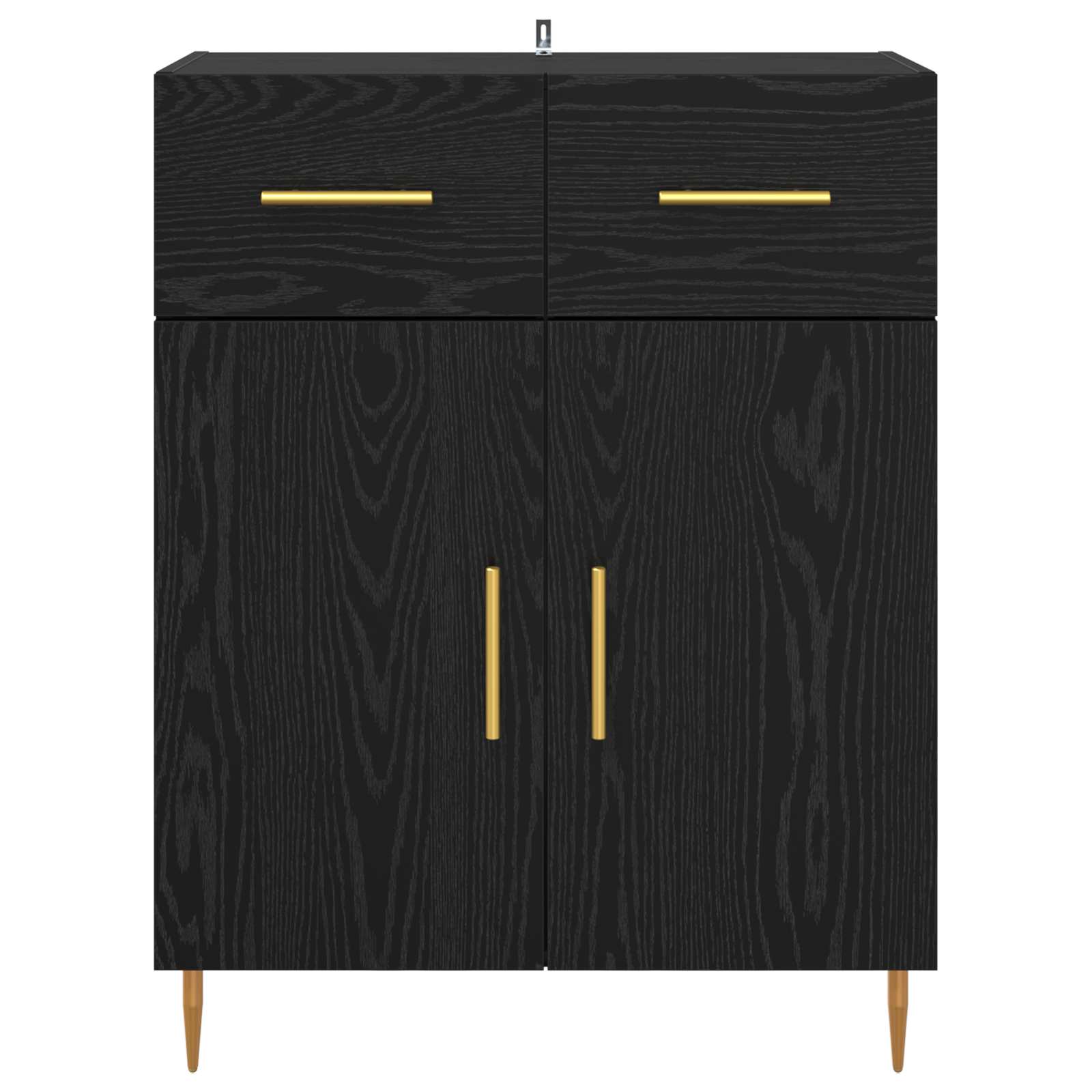 Dressoir met lade Zwart Eiken 69,5 x 34 x 90 cm Bewerkt hout is nu te koop bij PeponiXL, paradijselijk wonen!