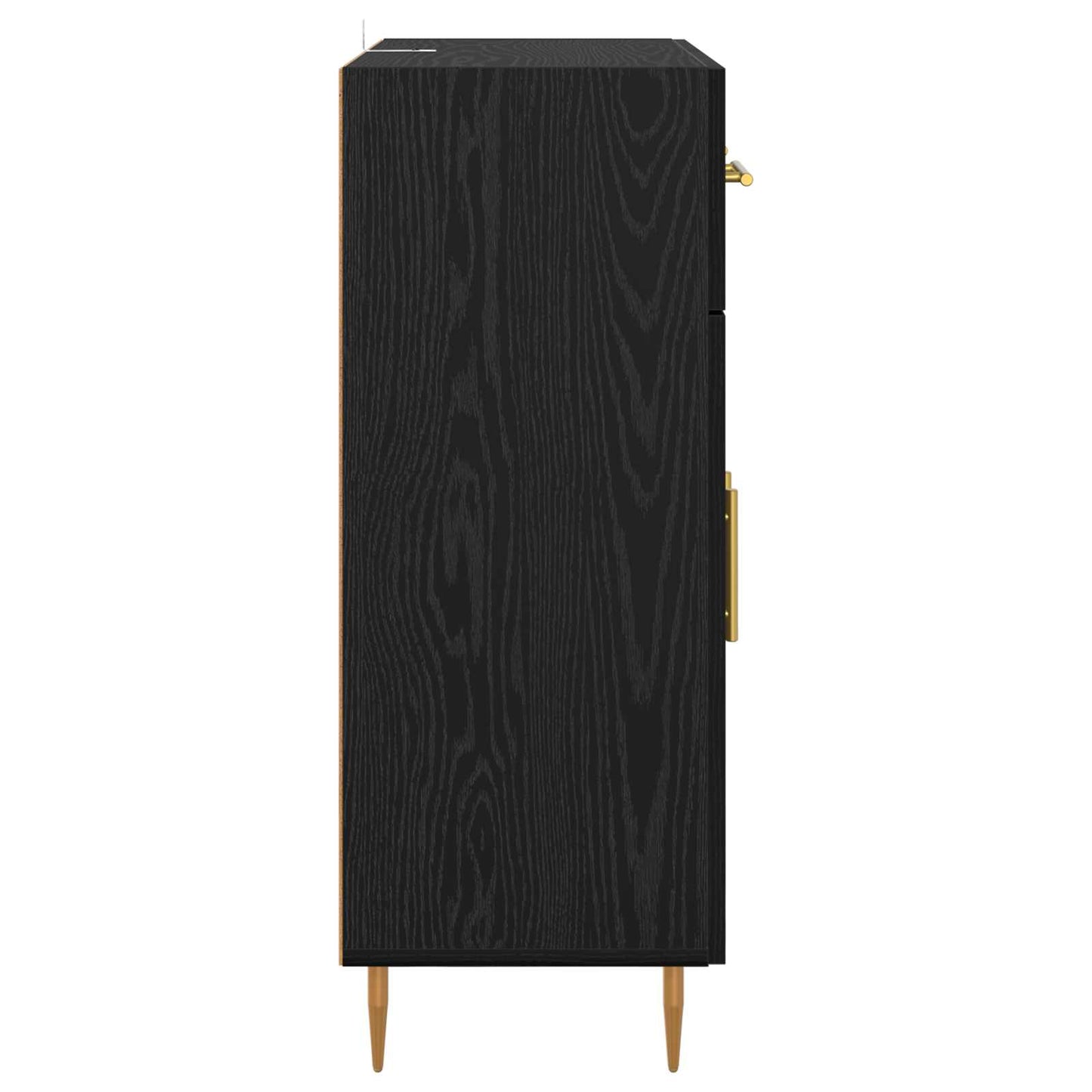 Dressoir met lade Zwart Eiken 69,5 x 34 x 90 cm Bewerkt hout is nu te koop bij PeponiXL, paradijselijk wonen!