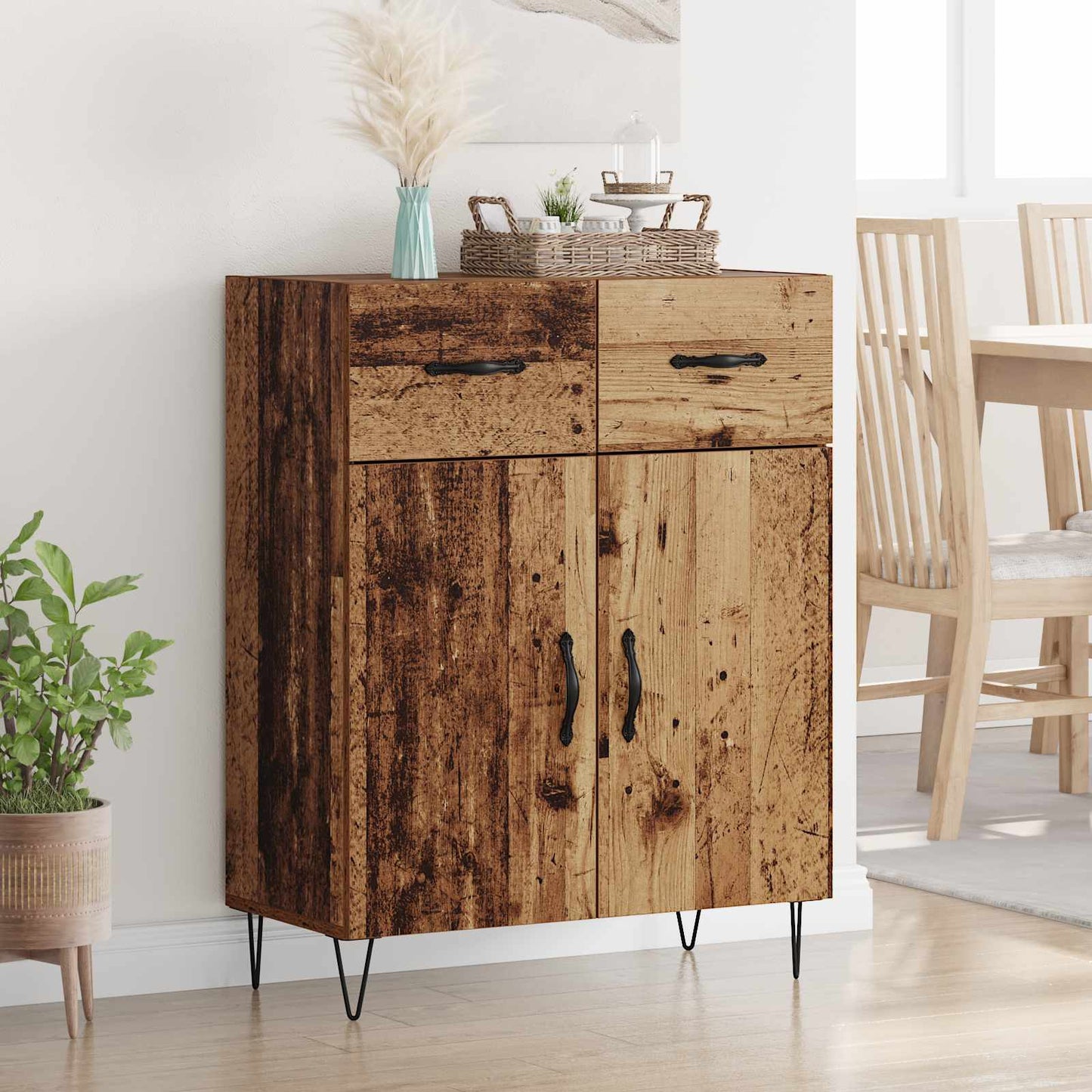 Dressoir met lade Oud Hout 69,5 x 34 x 90 cm Bewerkt hout is nu te koop bij PeponiXL, paradijselijk wonen!