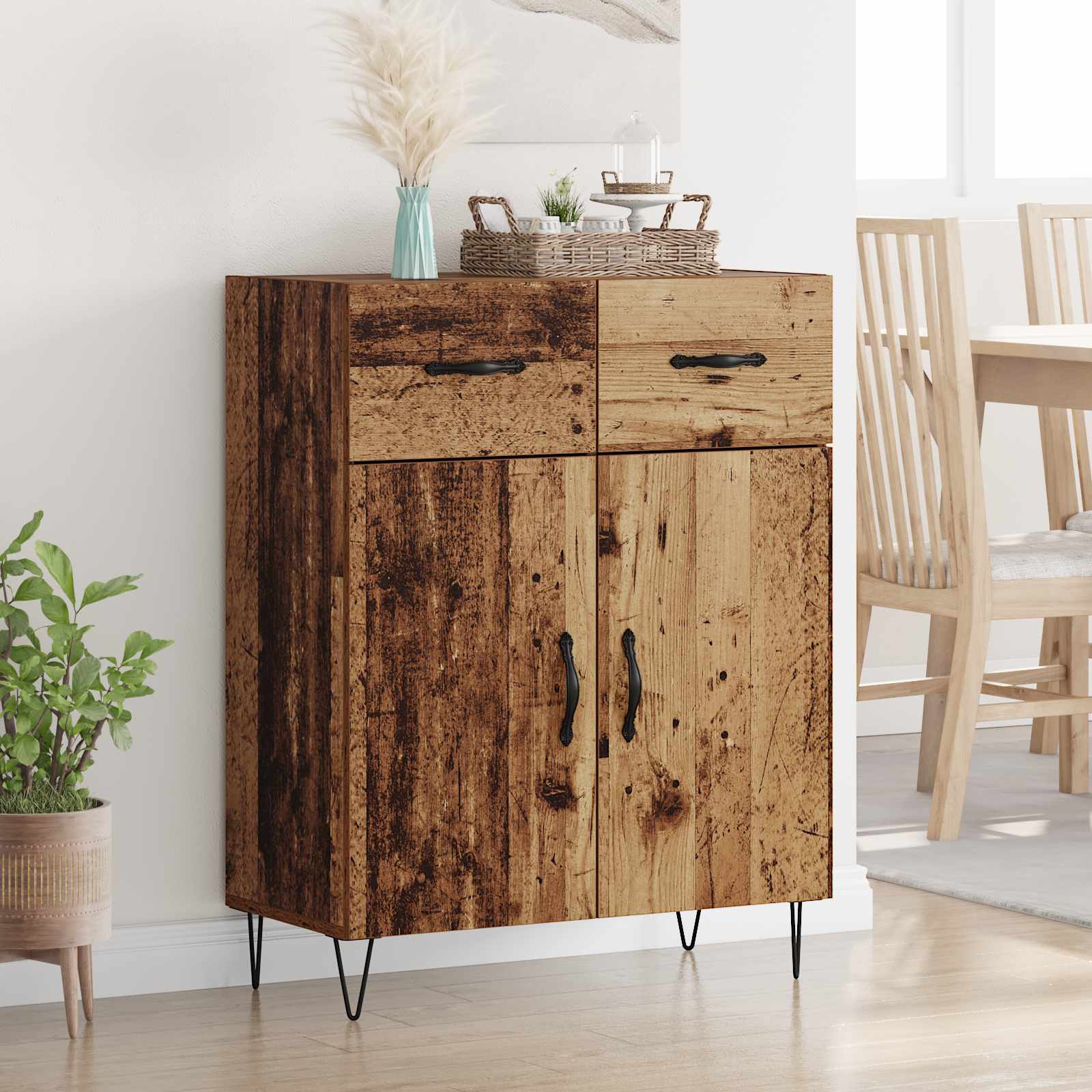 Dressoir met lade Oud Hout 69,5 x 34 x 90 cm Bewerkt hout is nu te koop bij PeponiXL, paradijselijk wonen!