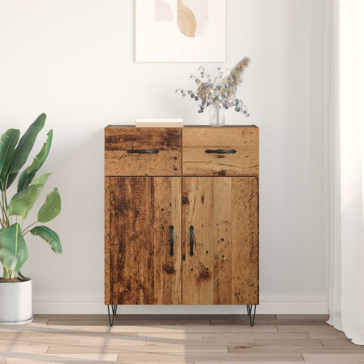 Dressoir met lade Oud Hout 69,5 x 34 x 90 cm Bewerkt hout is nu te koop bij PeponiXL, paradijselijk wonen!