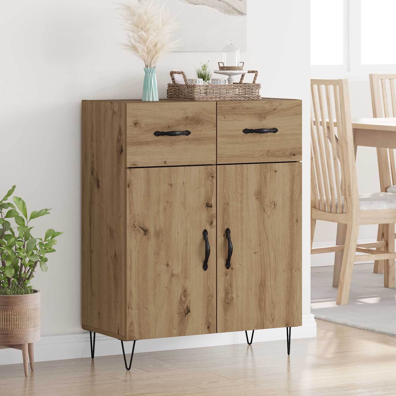 Dressoir met lade Artisan Eiken 69,5 x 34 x 90 cm Bewerkt hout is nu te koop bij PeponiXL, paradijselijk wonen!