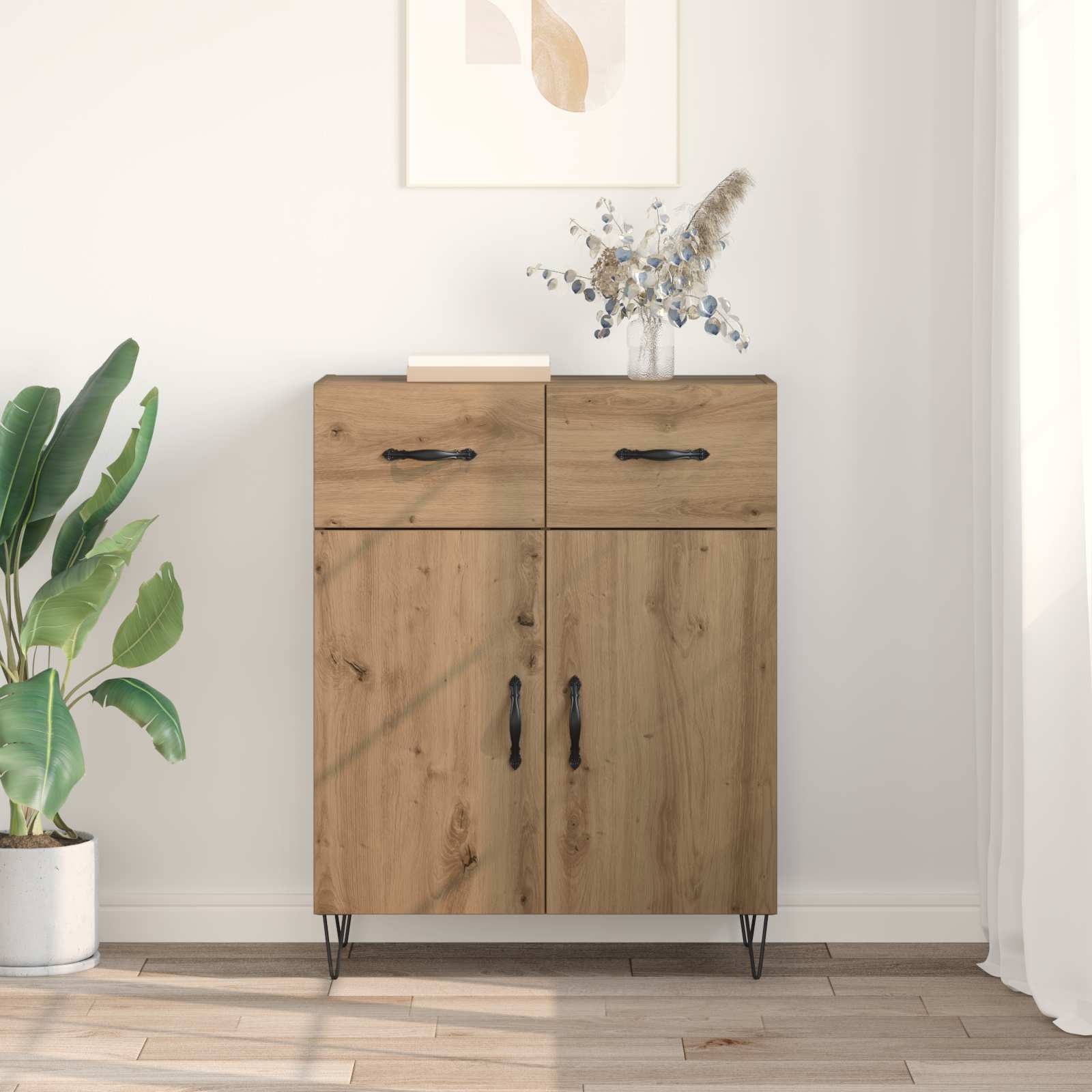 Dressoir met lade Artisan Eiken 69,5 x 34 x 90 cm Bewerkt hout is nu te koop bij PeponiXL, paradijselijk wonen!