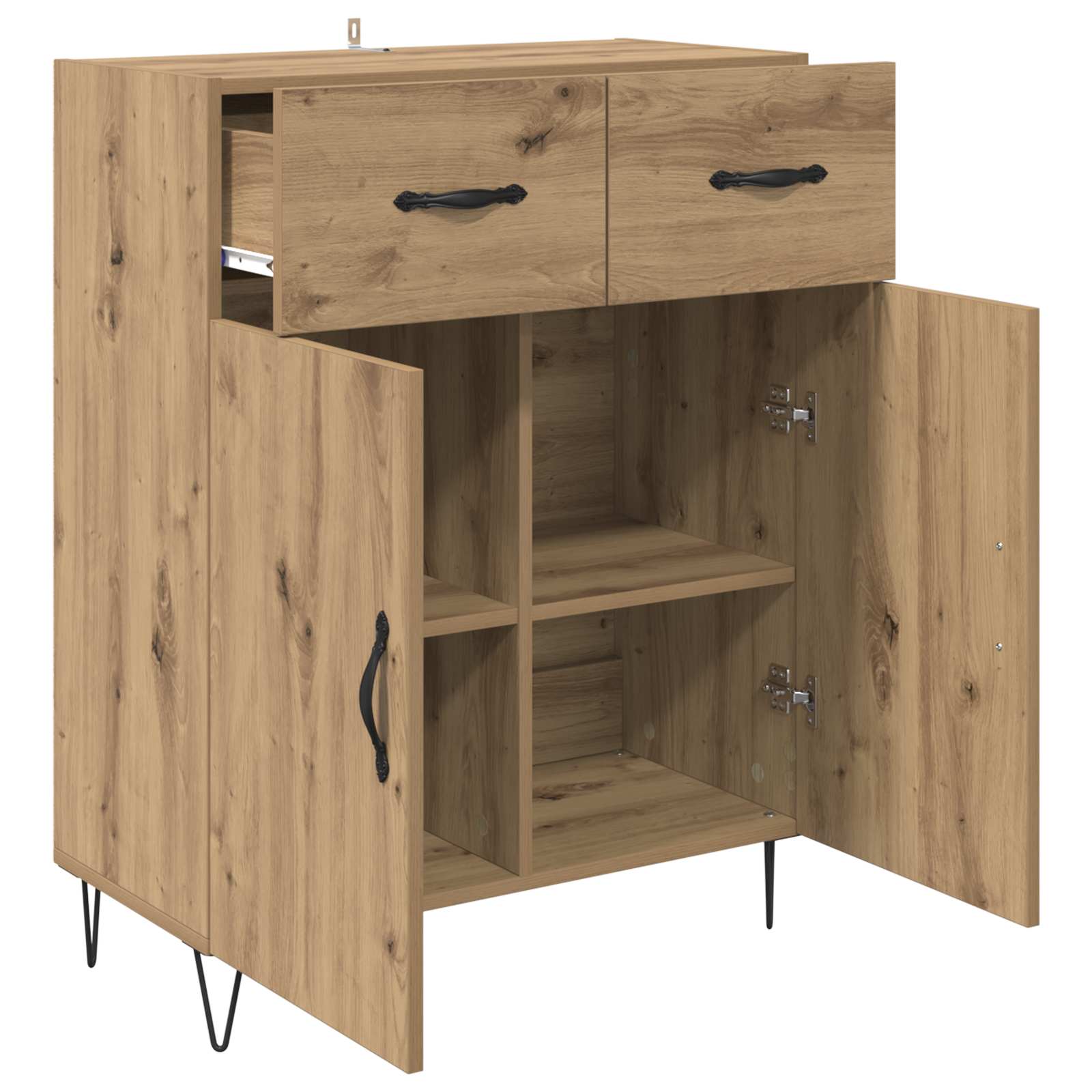 Dressoir met lade Artisan Eiken 69,5 x 34 x 90 cm Bewerkt hout is nu te koop bij PeponiXL, paradijselijk wonen!