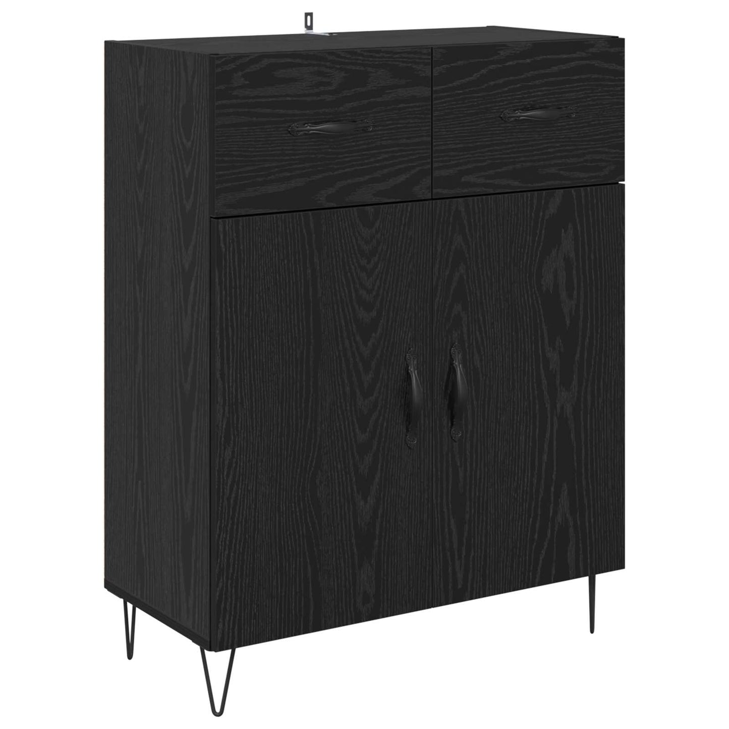 Dressoir met lade Zwart Eiken 69,5 x 34 x 90 cm Bewerkt hout is nu te koop bij PeponiXL, paradijselijk wonen!