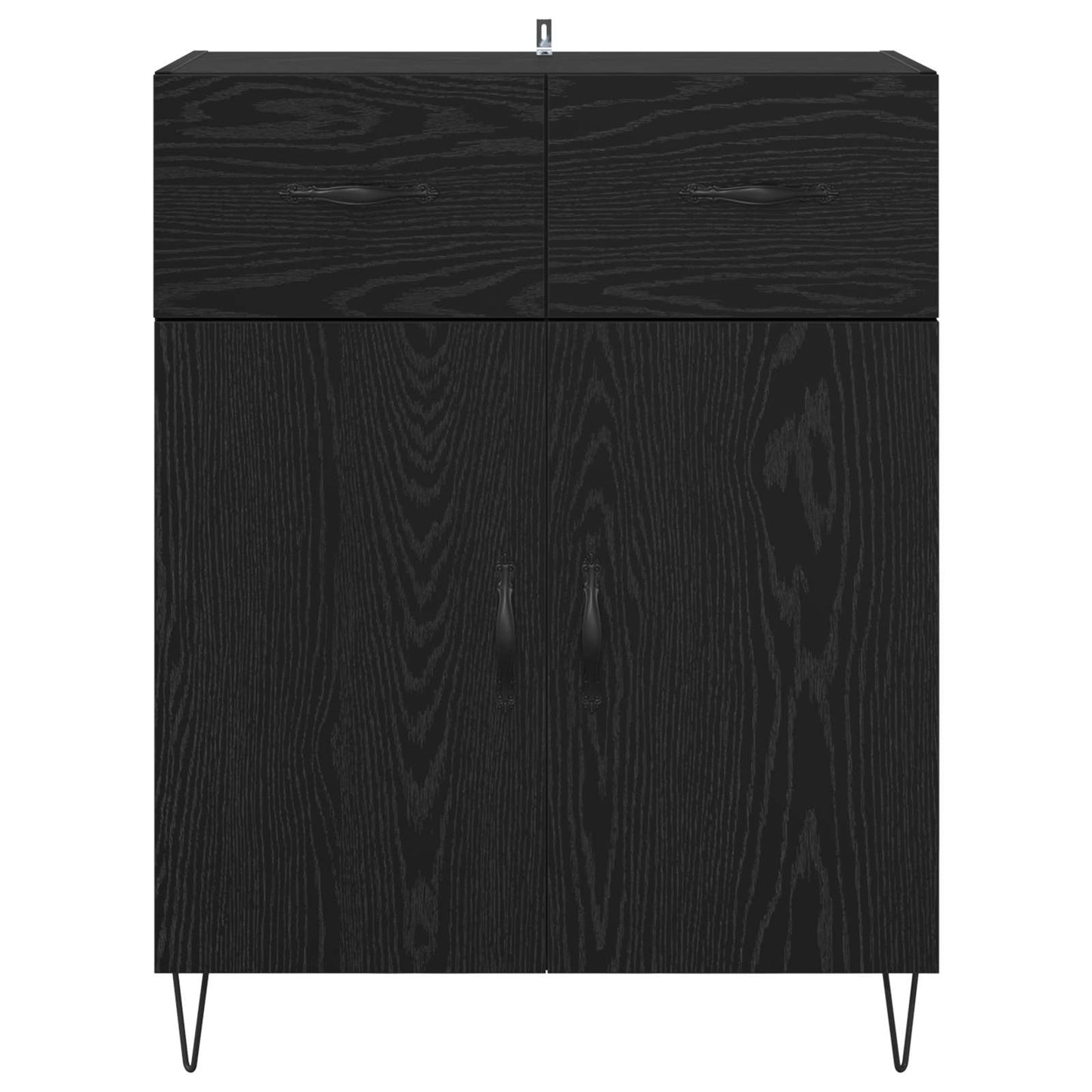 Dressoir met lade Zwart Eiken 69,5 x 34 x 90 cm Bewerkt hout is nu te koop bij PeponiXL, paradijselijk wonen!