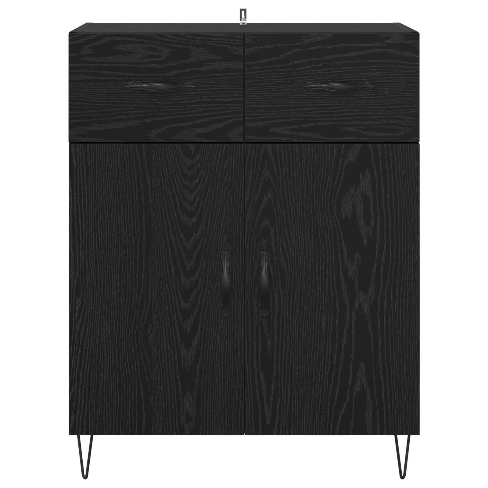 Dressoir met lade Zwart Eiken 69,5 x 34 x 90 cm Bewerkt hout is nu te koop bij PeponiXL, paradijselijk wonen!