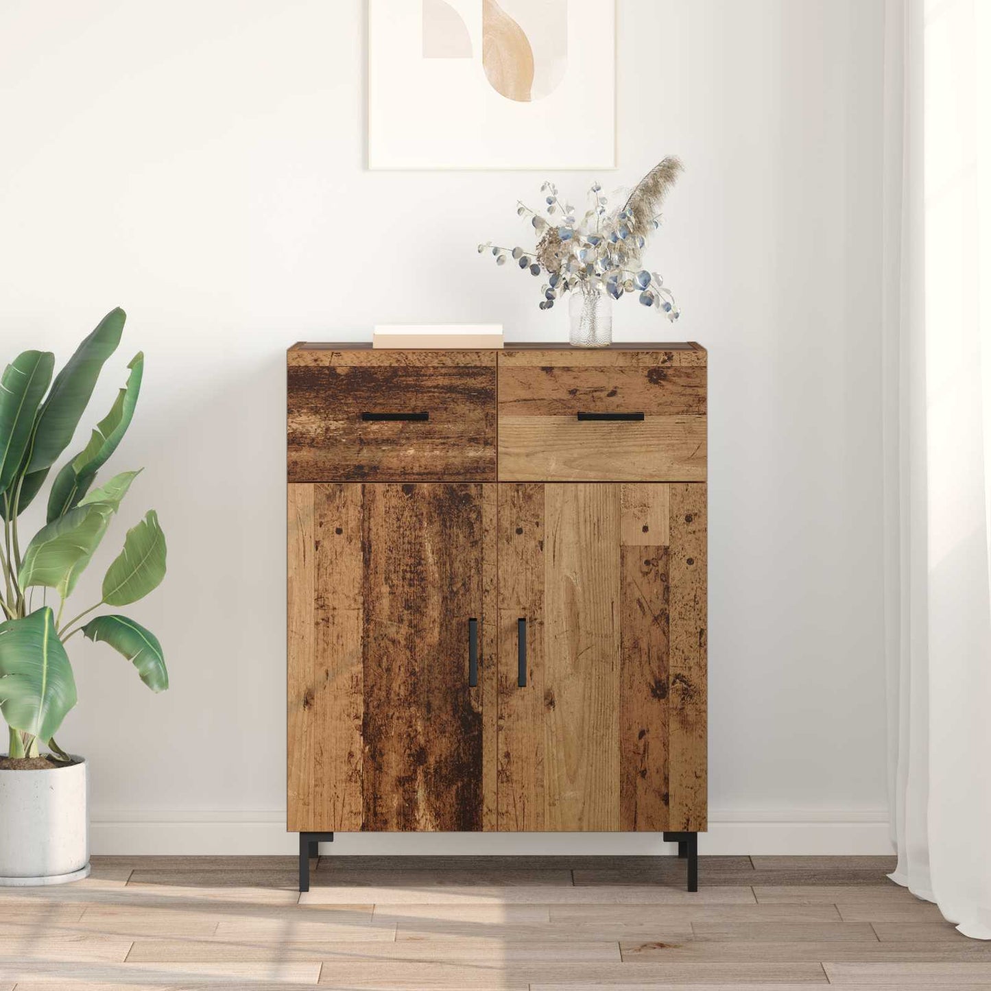 Dressoir met lade Oudhout 69,5 x 34 x 90 cm Bewerkt hout is nu te koop bij PeponiXL, paradijselijk wonen!