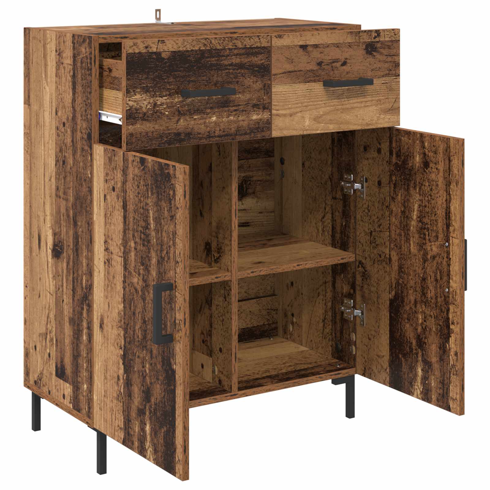 Dressoir met lade Oudhout 69,5 x 34 x 90 cm Bewerkt hout is nu te koop bij PeponiXL, paradijselijk wonen!