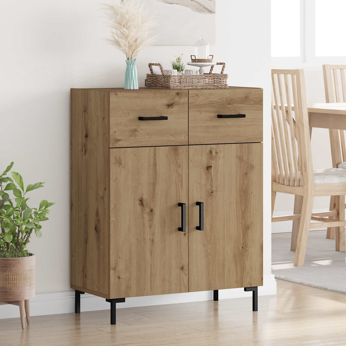 Dressoir met lade Artisan Eiken 69,5 x 34 x 90 cm Bewerkt hout is nu te koop bij PeponiXL, paradijselijk wonen!